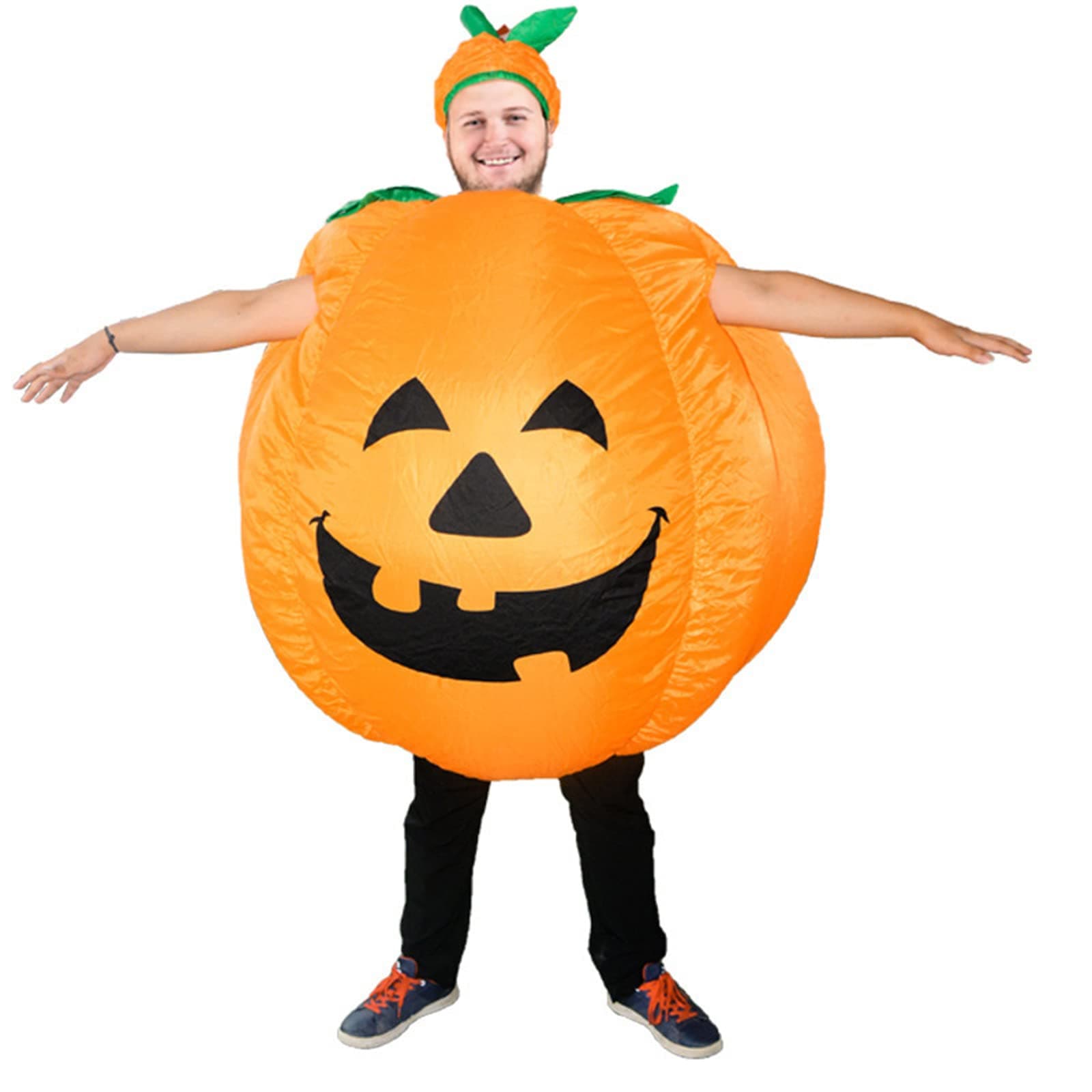Pumpkin Inflatable Costume Orange Pumpkin Costume Blow Up Suit Fat Halloween Costume Vegetables Jumpsuit Party