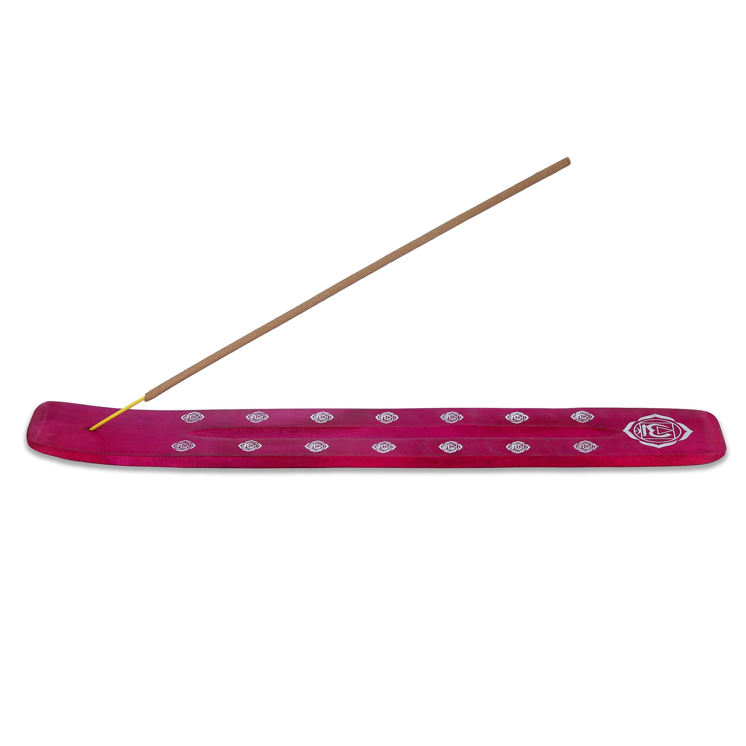 Bless-International Traditional-Handmade-Burner Wooden-Incense-Stick-Holder Ash-Catcher-Stand for-Aromatherapy-Meditation-Yoga (Heart Pink) 10 Inches, Pack of 1
