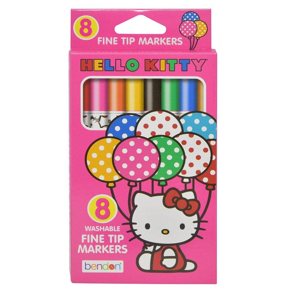 Hello Kitty Washable Fine Tip Markers (8-Count) Coloring & Art Supply, Multicolor