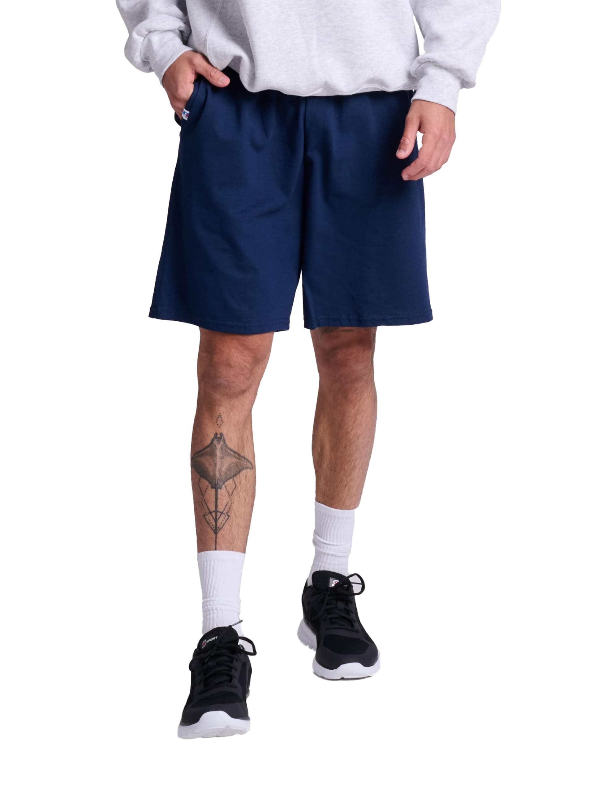 Men's Relaxed Fit 9" Cotton Shorts with Pockets, Adjustable Elastic Waist, Sizes S-4X