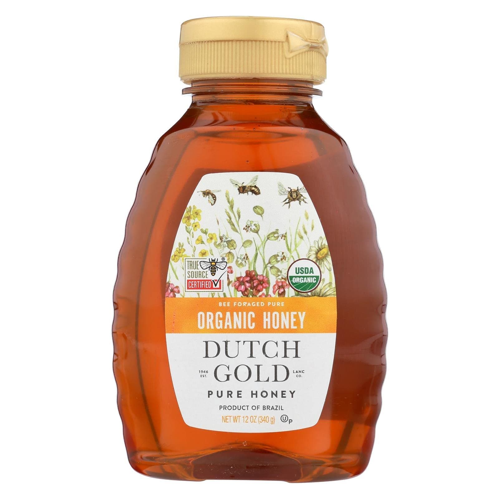 Dutch Gold Honey Organic Wildflower Honey, 12 Ounce - 6 per case.