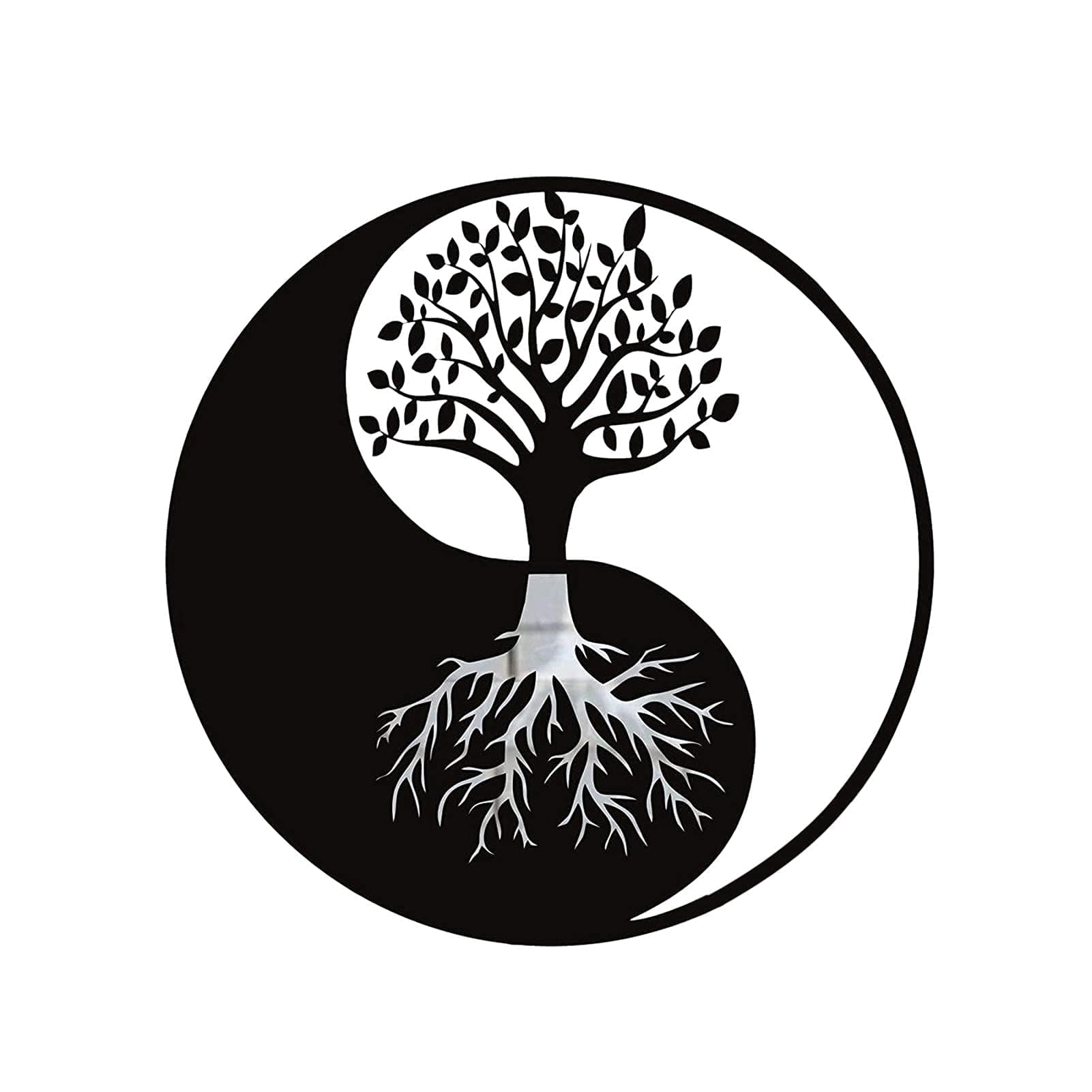 PAKEY Metal Wall Decoration, Tree of Life Symbol, Birch Wood, Spiritual Decoration, Metal Symbol Cut-Out, Window Decoration, Esoteric Amulet, Living Room, Garden, Wall Decoration, 28 x 28 cm