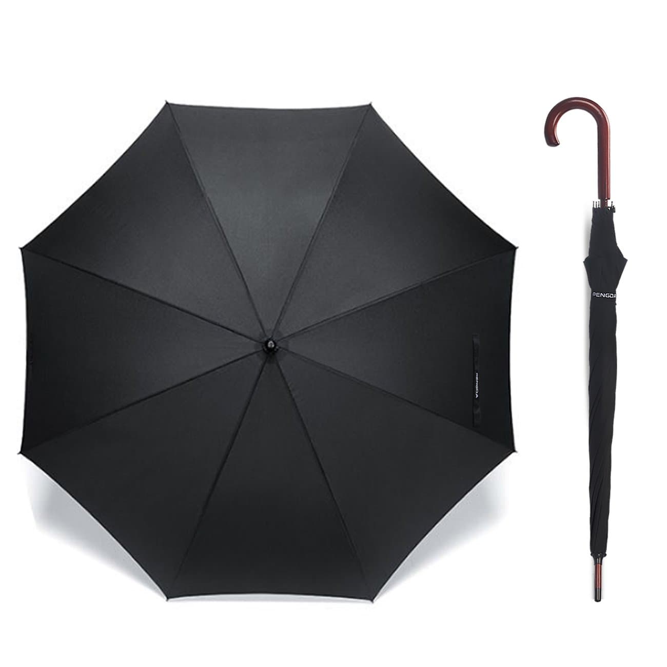 Automatic Travel Umbrella - Classic Umbrella 121 cm / 48 Inches Suitable for Men Men Women Light Stable Wood Handle Raincover Umbrellas for 2 Person