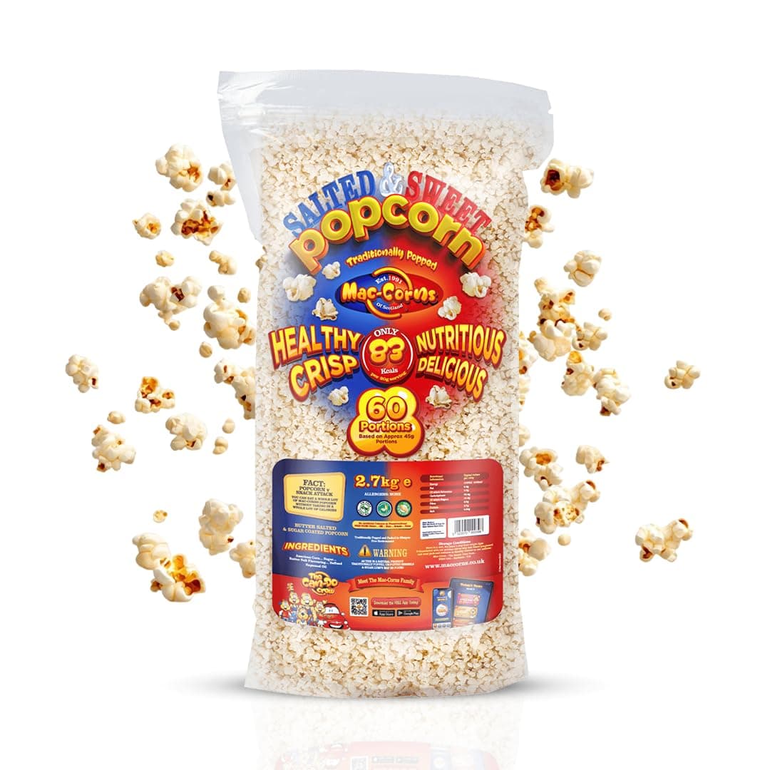 MacCorns - Salted & Sweet Popcorn Mix - 2.7kg Bulk Pack - Freshly Popped & Shipped Directly by MacCorns - Serves up to 60 Guests - Ideal For Parties, Events & Large Gatherings - Allergen FREE !