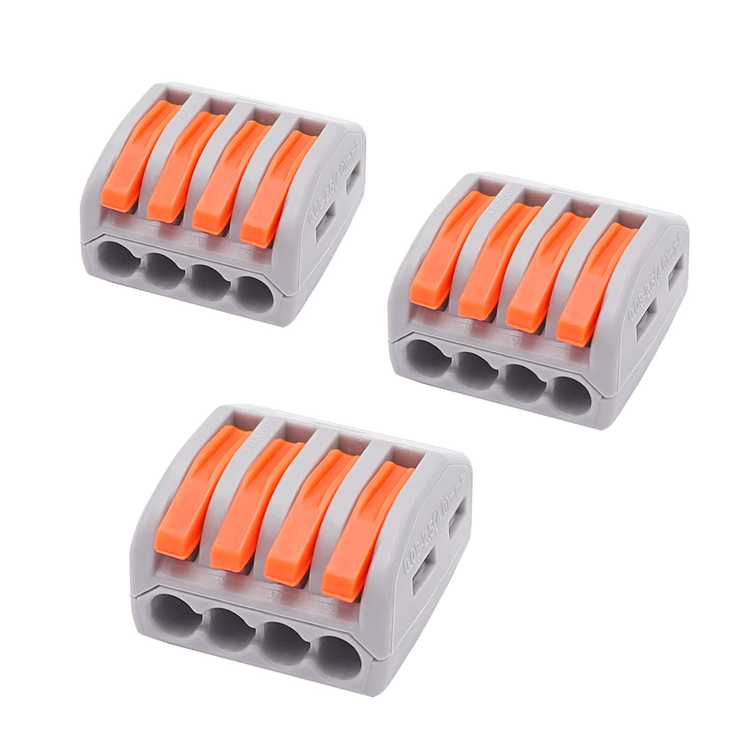 smseace 25 Pcs 4 Port Lever Nut Conductor Compact Wire Connectors Fast Connection Terminal for Multiple Types of Wires PCT-214