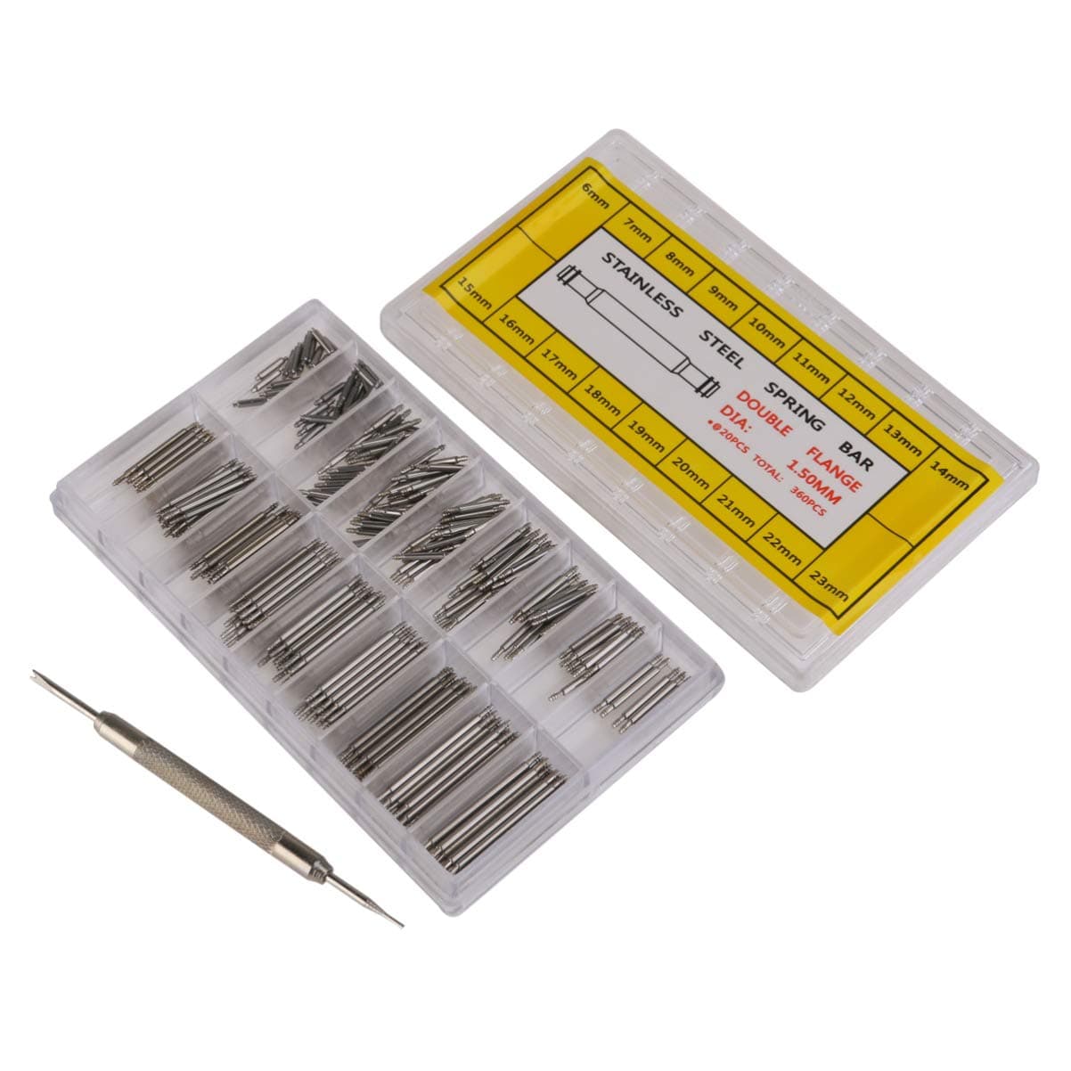 VOSAREA 360pcs 6-23mm Watch Band Link Cotter Pin Stainless Steel Watch Spring Bars Watch Pin Remover Tool Set Repair Kit