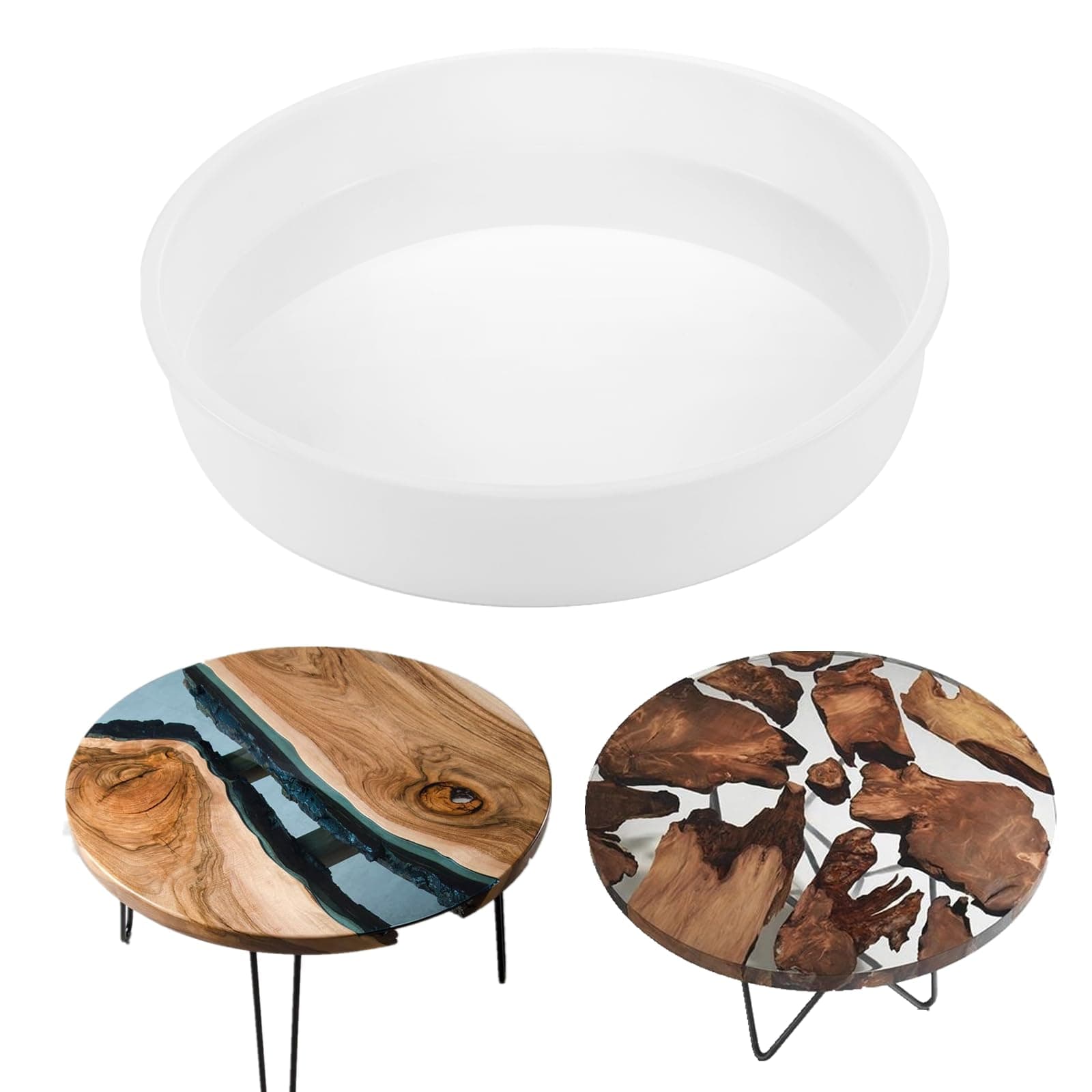 AOEDEO 14 inch Resin Table Mold Large Round Epoxy Table Mold for Charcuterie Board, Epoxy Table Mold for River Table, Charcuterie Board, Cutting Board, DIY Art Home Decoration
