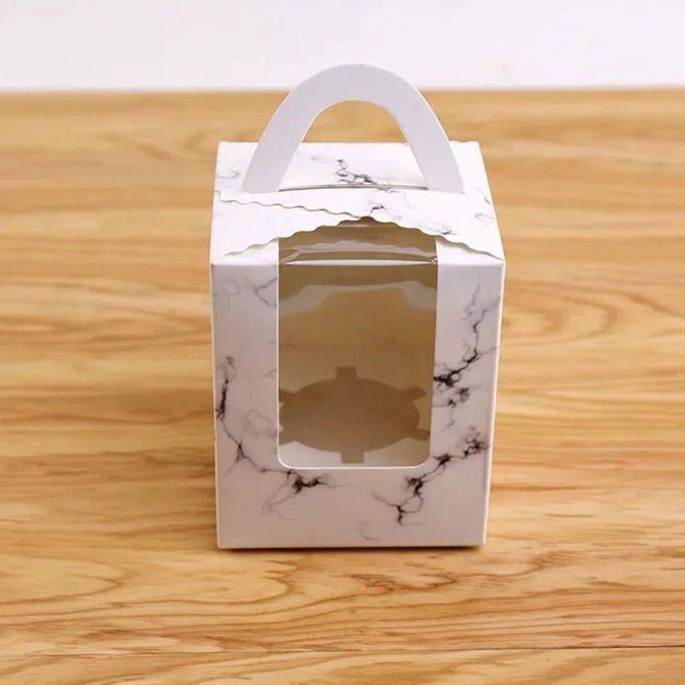 Clear Single Cupcake Box Gift Bakery Boxes Muffin Cupcake Macaron Cookies Candy Box Easter Baby Shower Wedding Party Favors Packing Box (10, White)