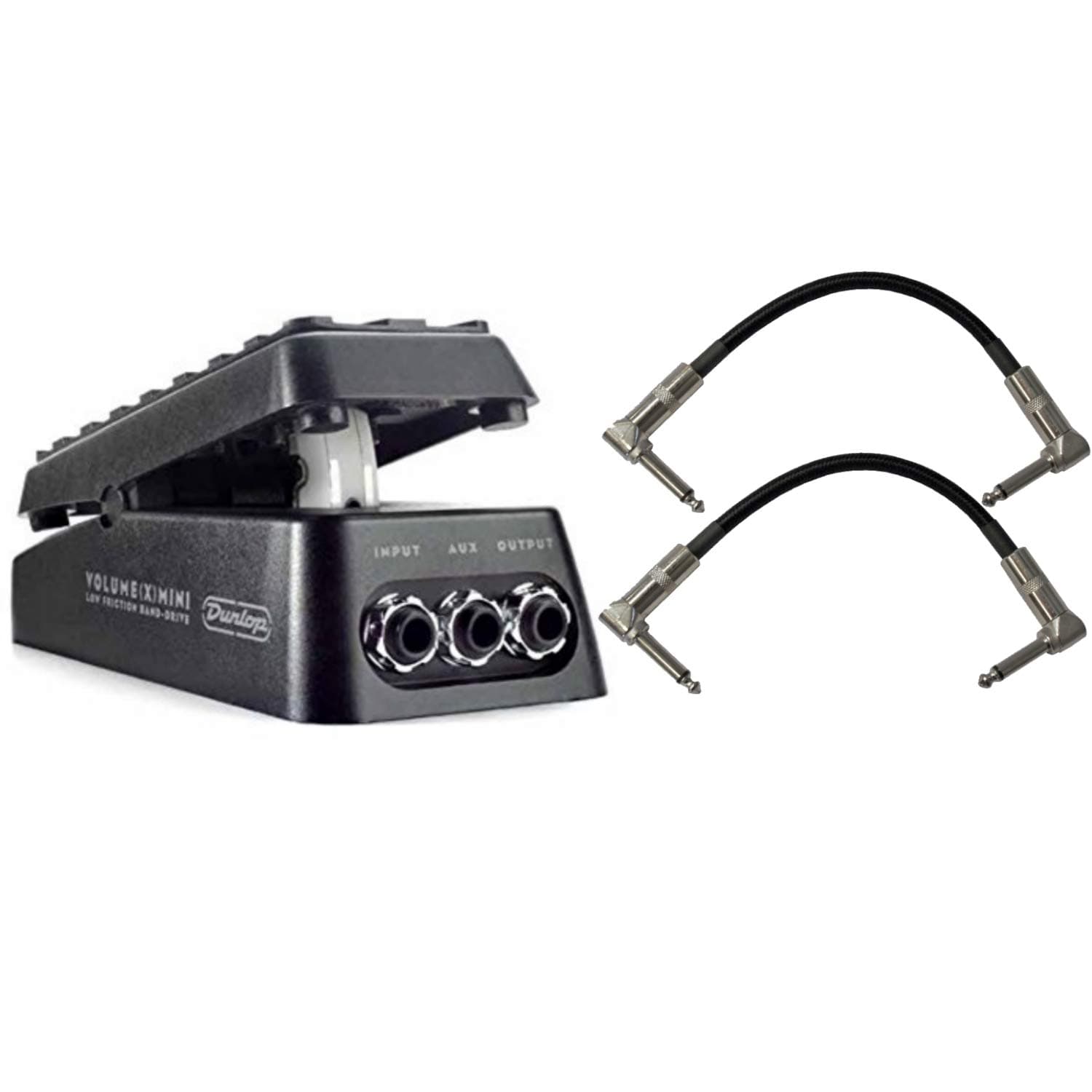 JIM DUNLOPDVP4 Volume (X) Mini Pedal for Electric Guitars Bundle with 2-Pack of Pedal Patch Cables