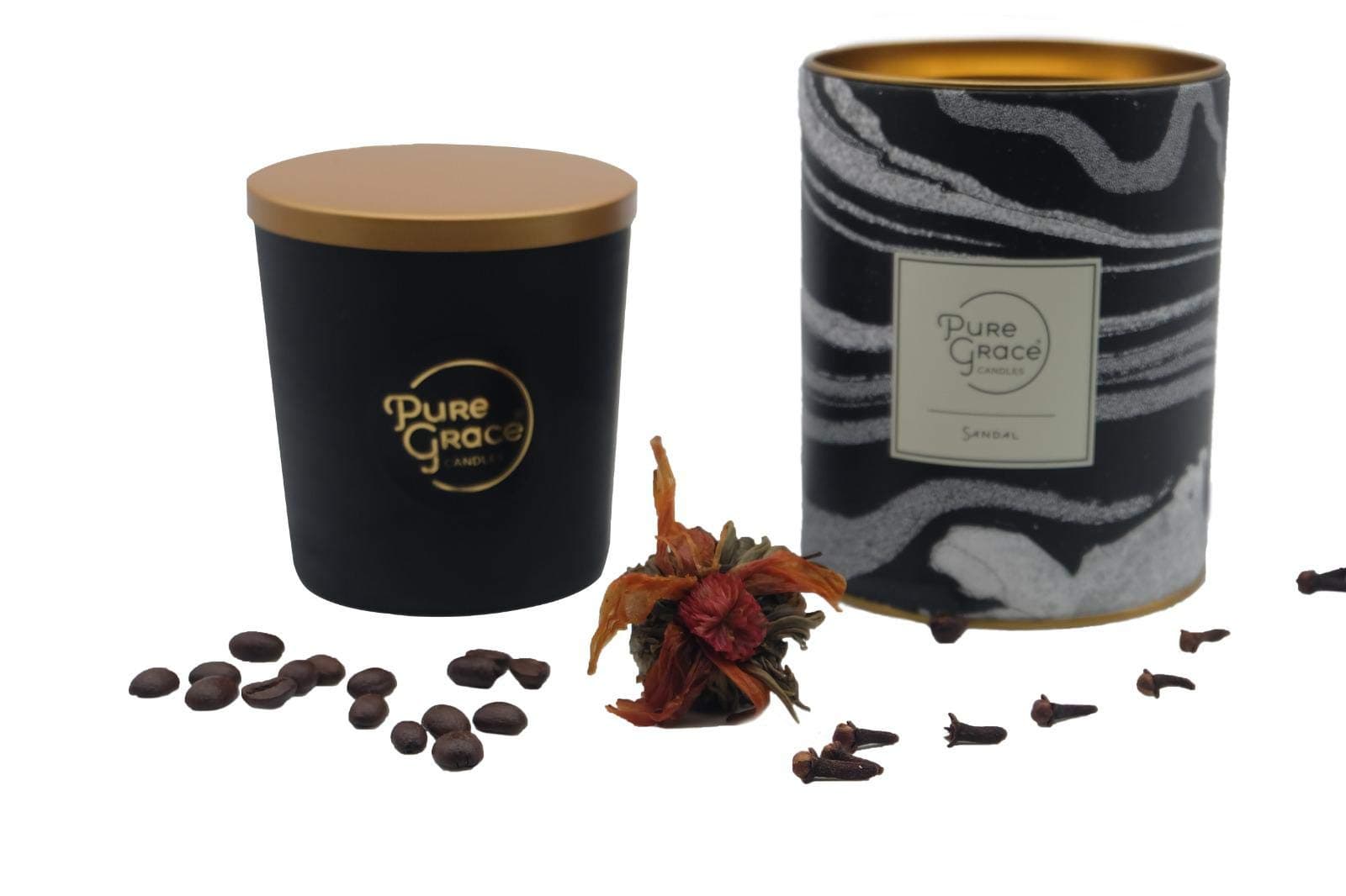 Pure GraceScented Candle, Natural Soy Candle for Home, Burn Time 40 Hours, Glass Jar, Home Gift, 210g (Sandal)