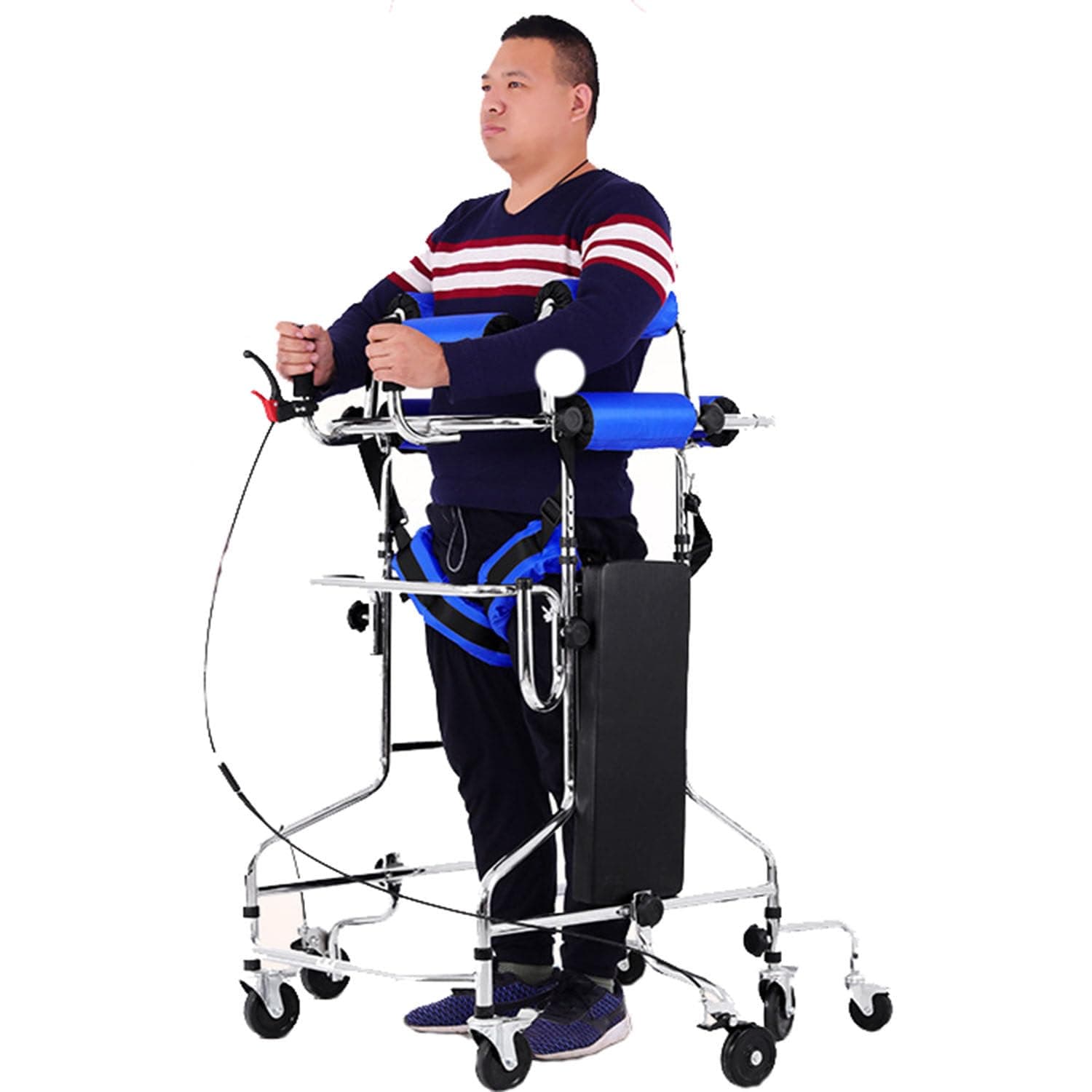Walking Aid for The Disabled, 8-Wheel Anti-Tilt, Adjustable Height, Walking Aid for The Elderly, Hemiplegia Rehabilitation Standing Frame, Suitable for 58-71 Inches, Can Bear 220 Pounds,Male