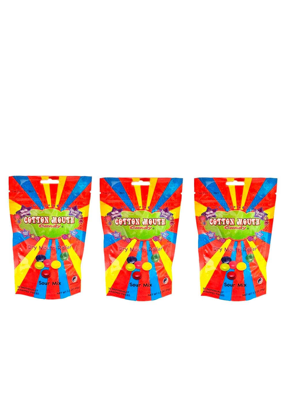 Cotton Mouth Candy Sour Mix Bag 3.3oz (3 Pack)