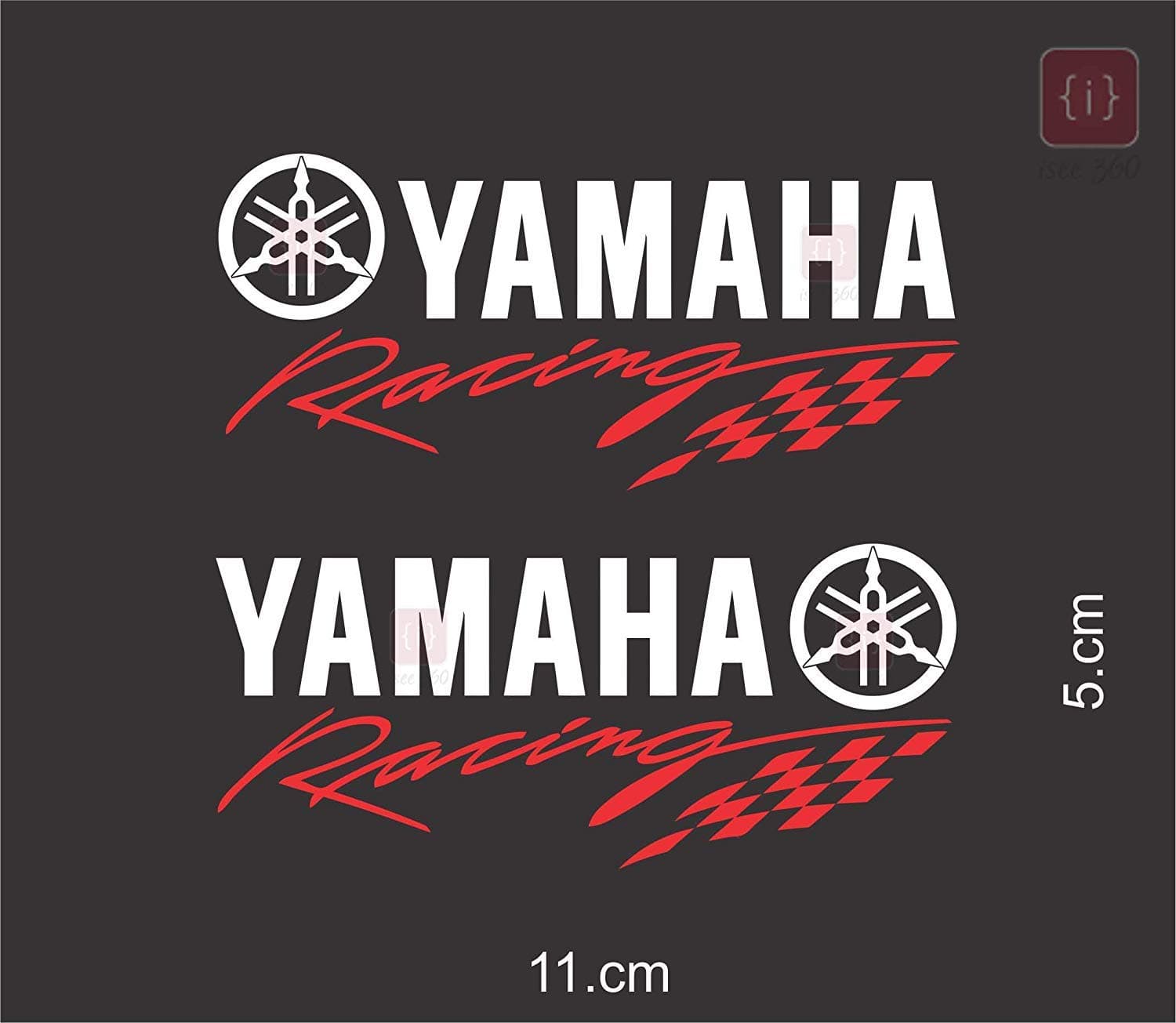 ISEE 360® Racing Stickers for Compatible Yamaha Bike R15,fz,Rx100 Side Mulguard Tank Vinyl Decals L x H 11.00 Cm x 5.00 Cm Pack of 2-Self-Adhesive