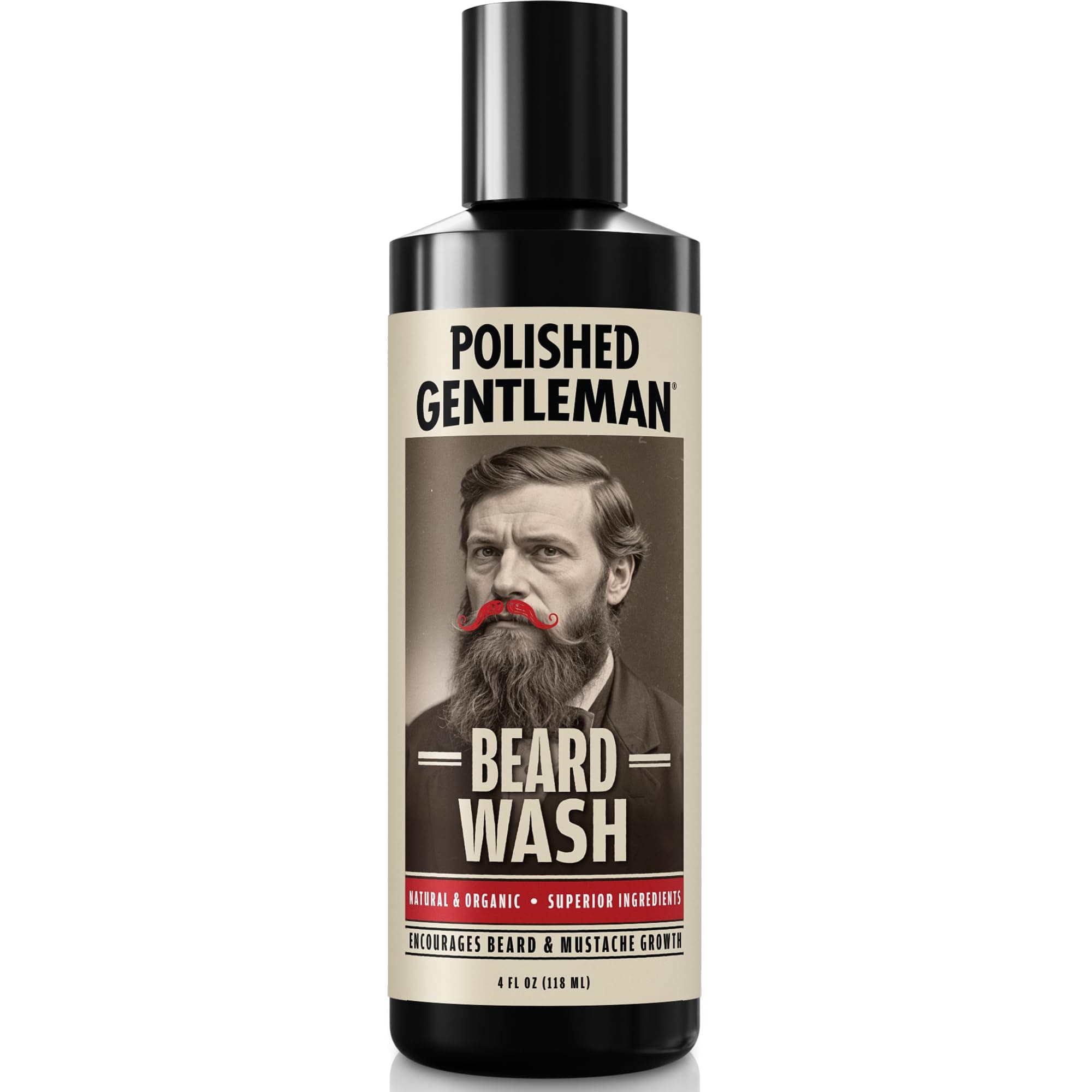 Polished Gentleman Beard Growth And Thickening Shampoo - With Organic Beard Oil - For Beard Look - For Facial Hair Growth 4oz (Small Beard)