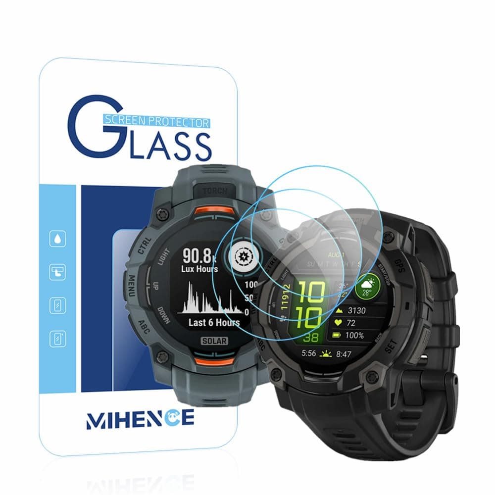 Screen Protector | Compatible for Garmin Instinct 3 45mm AMOLED/Solar Smartwatch | 9H Tempered Glass (3 PCS)
