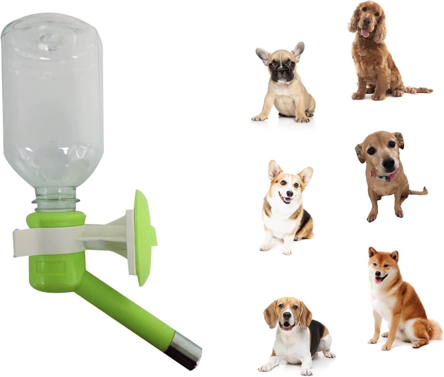 Choco Nose Patented No-Drip Small-Medium Sized Dogs/Cats Water Bottle/Feeder Cages Crates 300ML Mess Free Leak-Proof Nozzle 16mm Apple Green (C590)