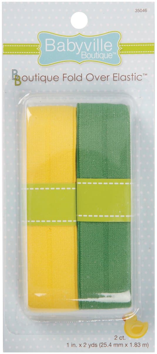 Babyville Boutique 35046 Fold Over Elastic, Solid Yellow & Solid Green