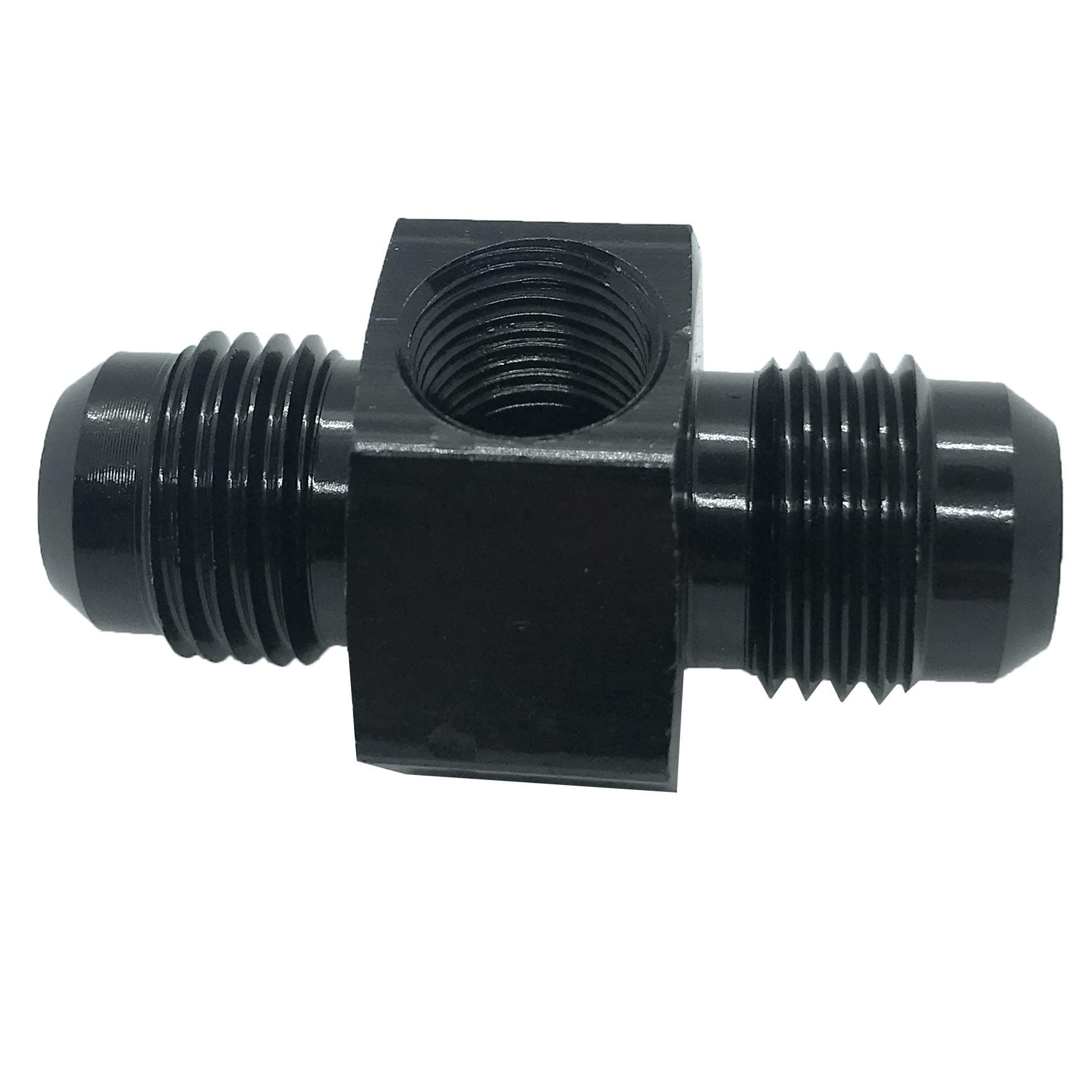 6AN to 6 AN Male Flare Union Coupler 1/8 NPT Port Hose Tee Fuel Line Fitting Adapter Aluminum Black