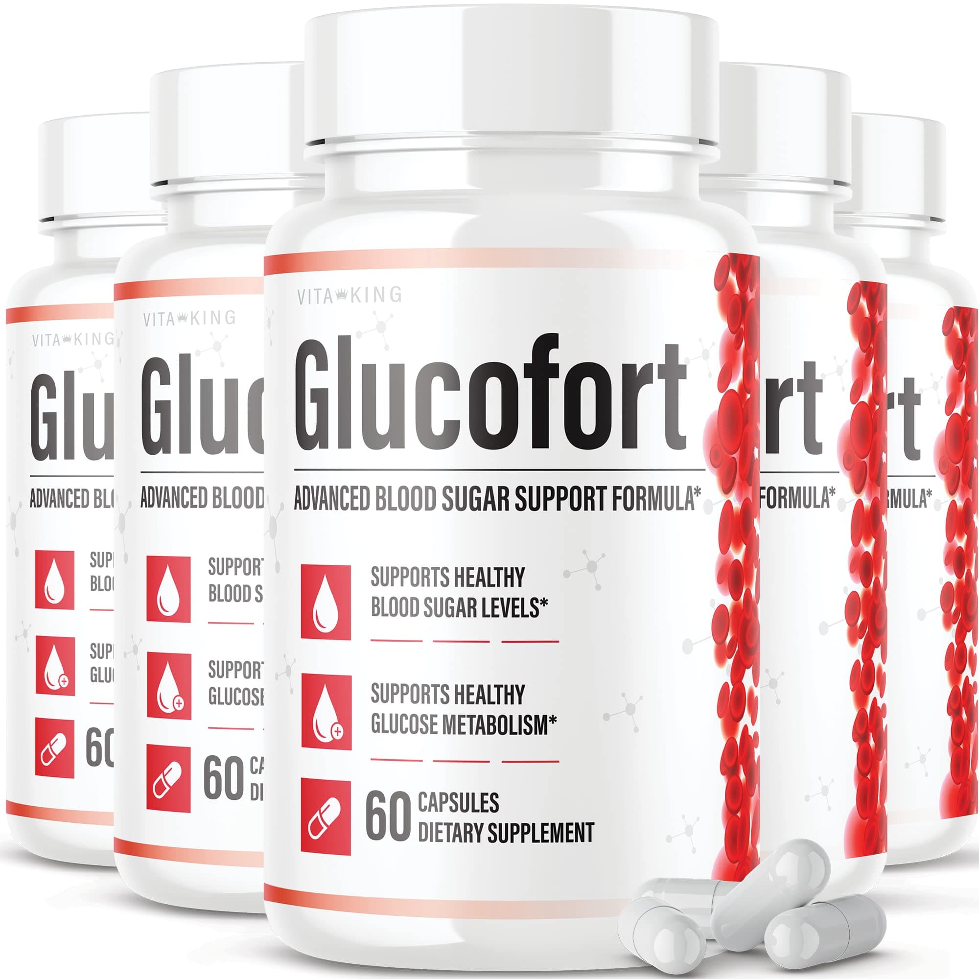 Vitaking (Official) Glucofort Supplement Support Glucofortal Formula Support (5 Pack)