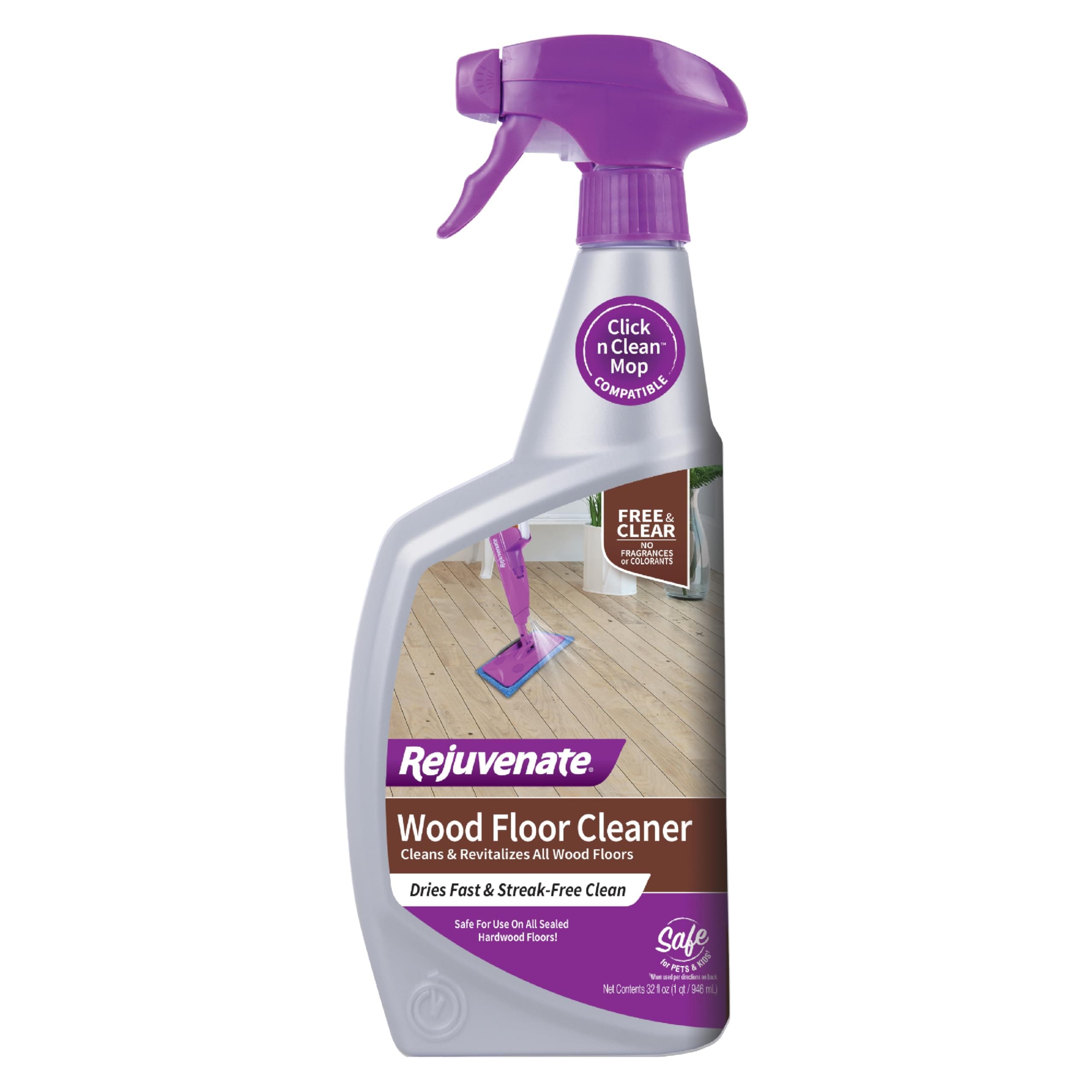 Rejuvenate High-Performance Professional Hardwood Floor Cleaner Streak-Free Formula Eliminates The Toughest Dirt and Grime with Little Effort 32oz