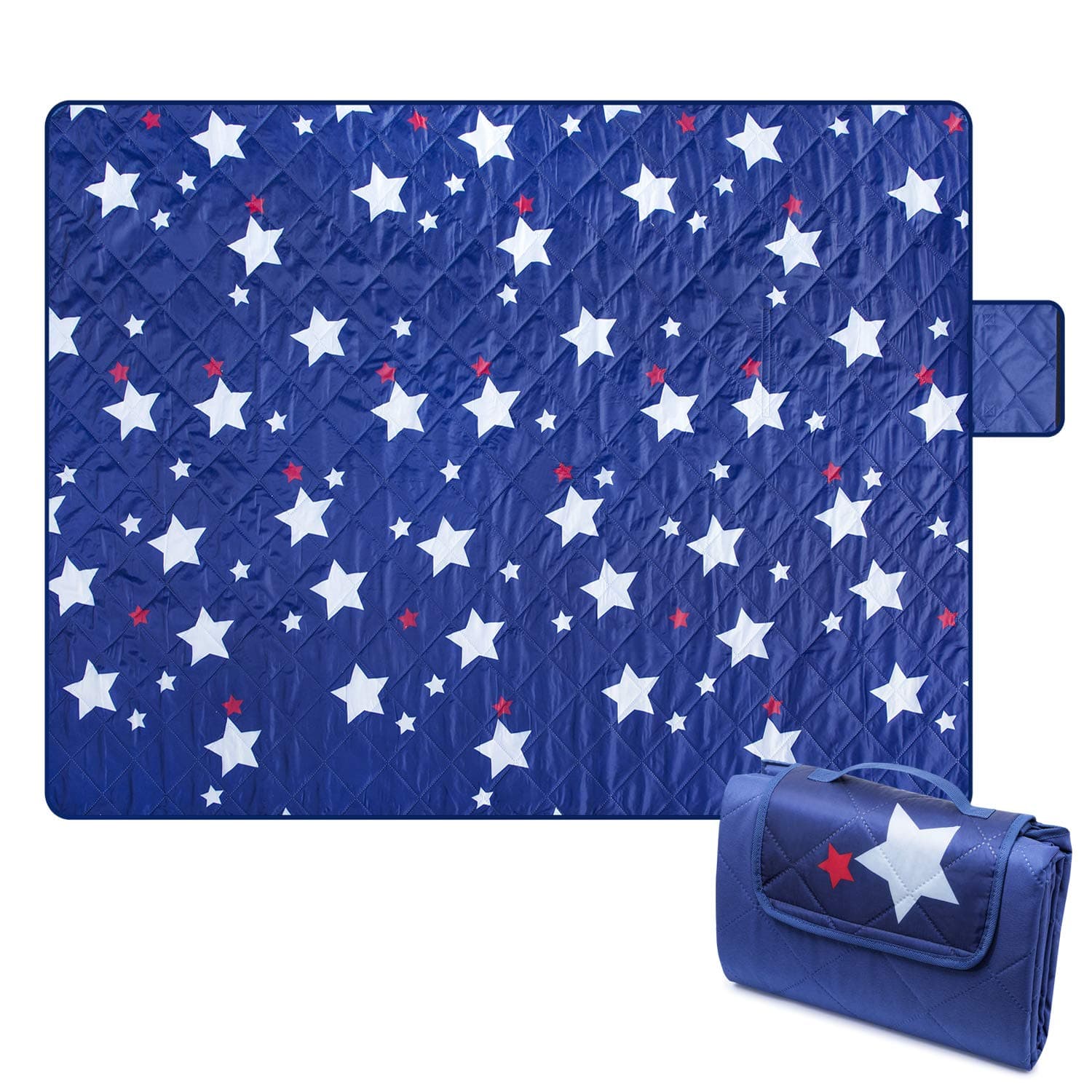 Bertte Outdoor Blanket Large Beach Camping Picnic Blanket Oversized Hiking Park Waterproof Sand Free Handy Compact Mat Durable Foldable Machine Washable Rug, 79" x 57", Blue (Outdoor Blanket-PR-2)