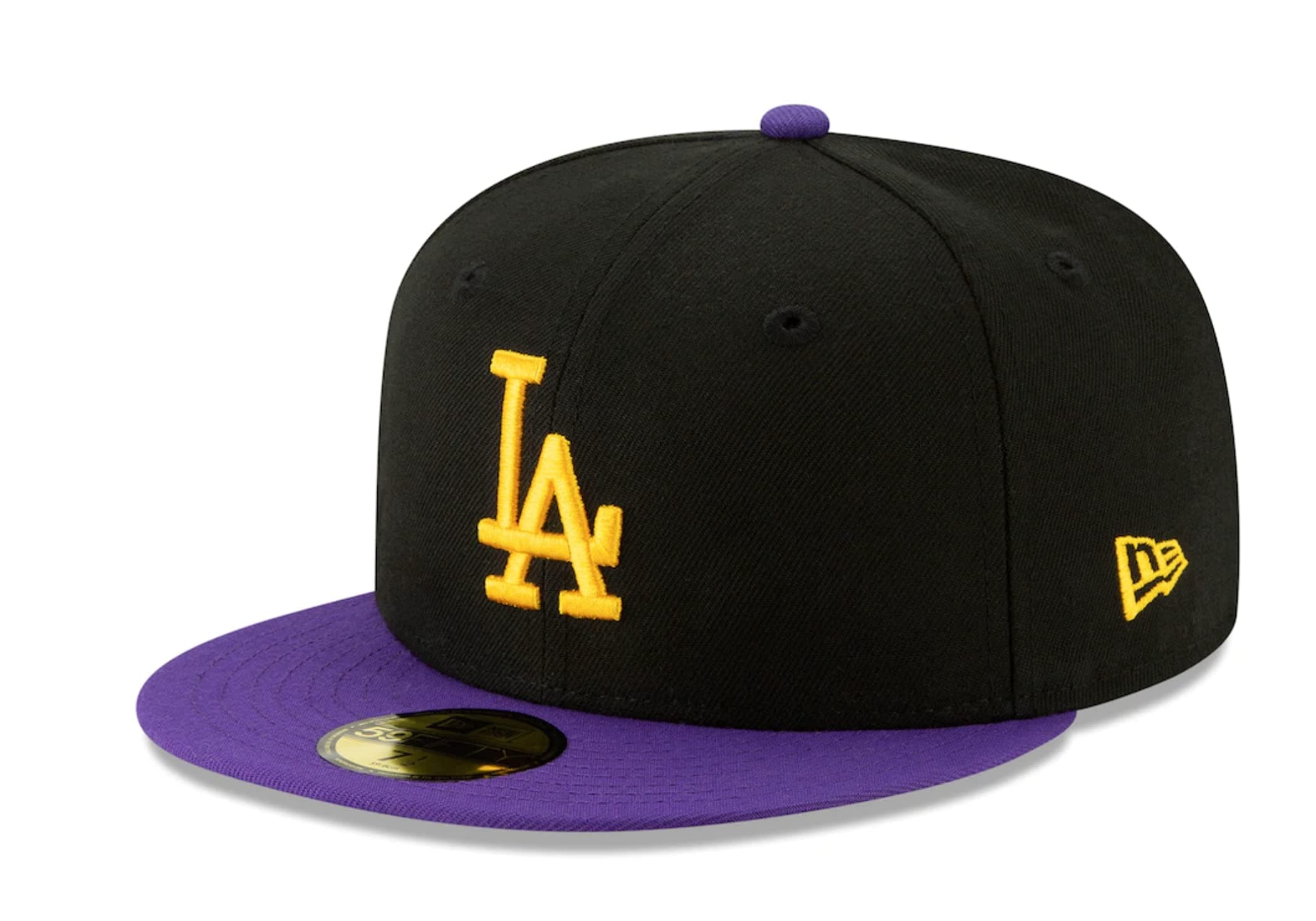 59Fifty New Era LA Black/Purple Crossover Hat, Men's, 7 3/8