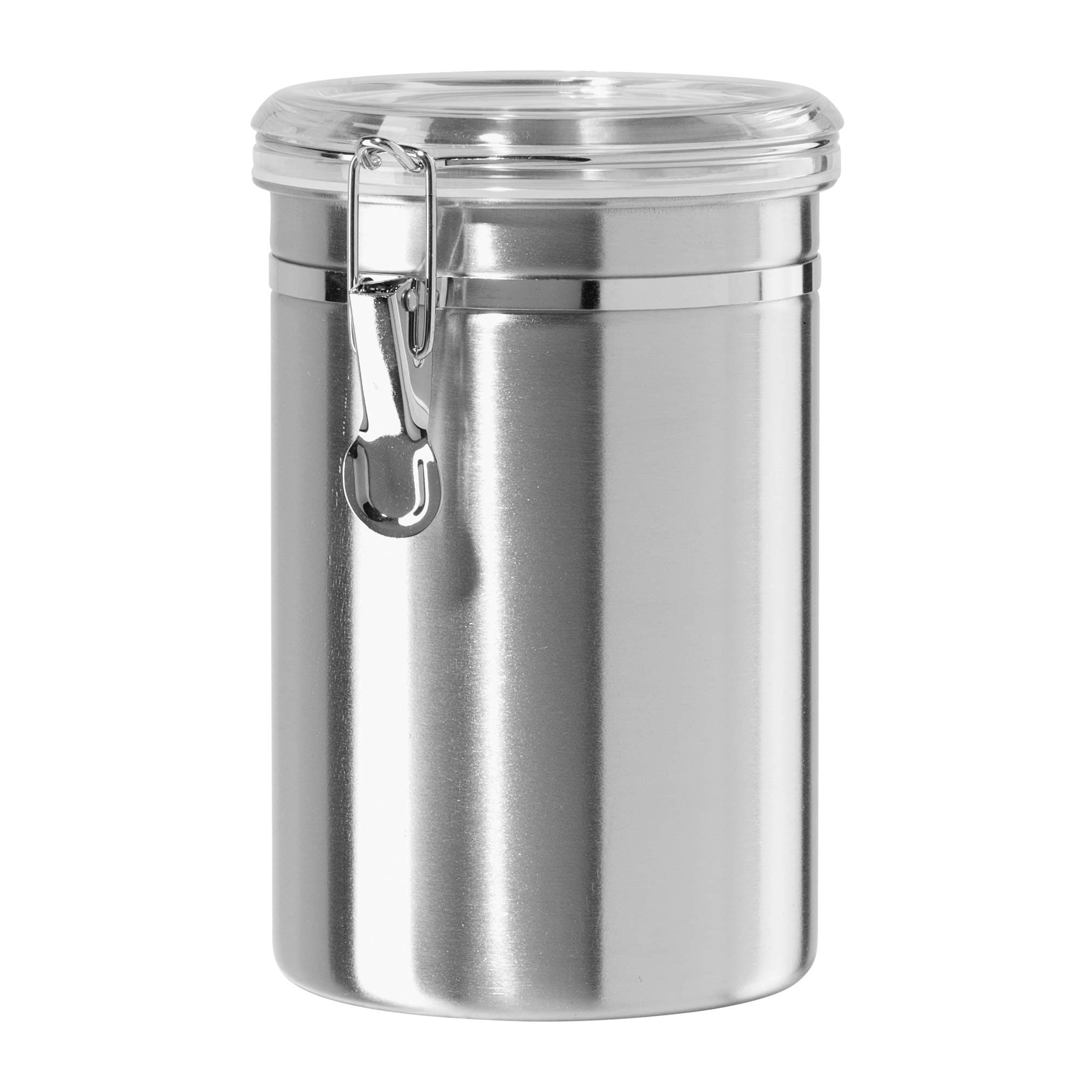 Oggi Stainless Steel Clamp Canister with Clear Lid,Stainless Steel,62-ounce,5306