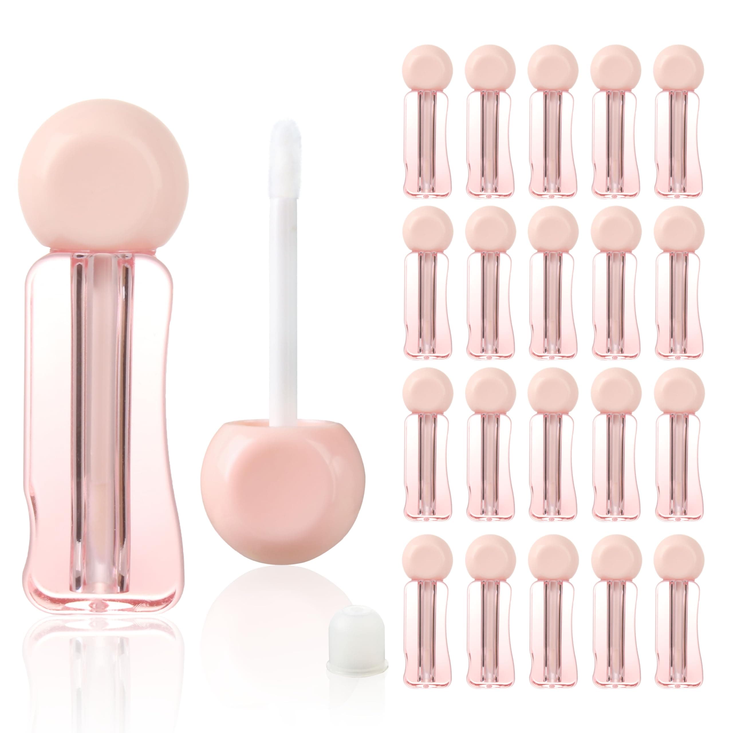 COSIDEA 20pcs Cute irregularly shaped 3ml 0.1oz Rose Empty lip gloss tubes with wand Pink Lipgloss tube containers for lip oil packing