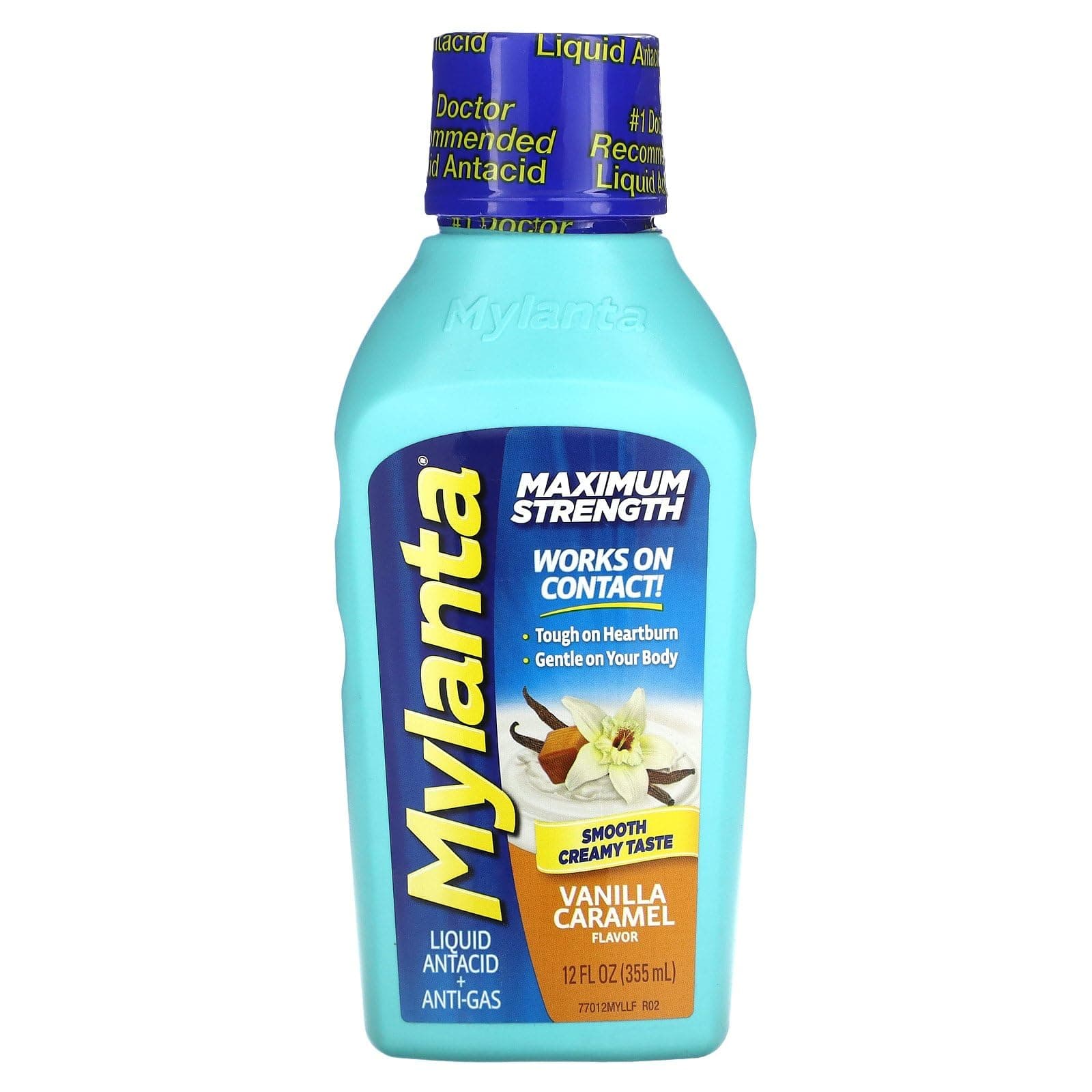 Mylanta Antacid and Gas Relief, Maximum Strength Formula, Vanilla Caramel Flavor, 12 Fluid Ounce