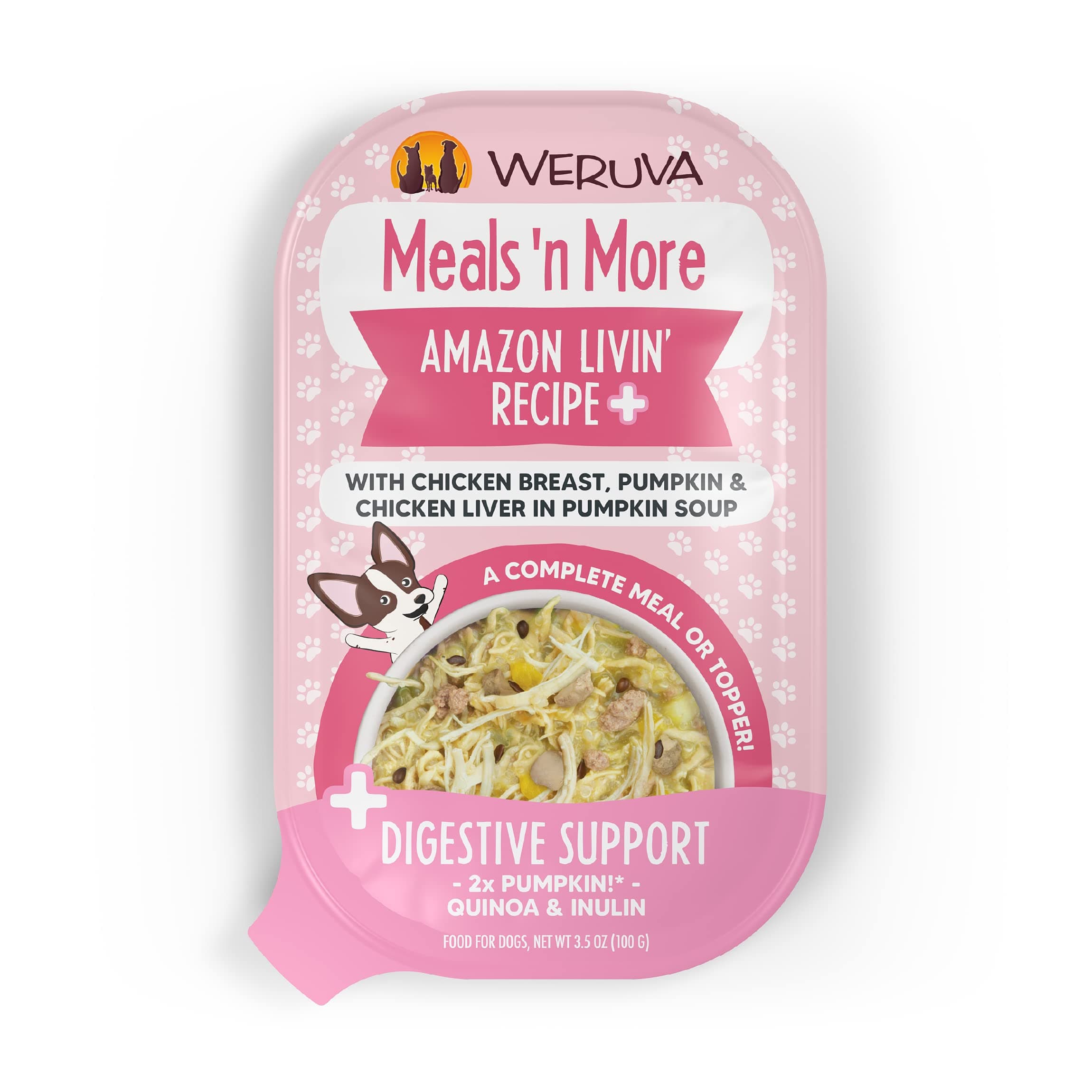 Meals 'n More Natural Wet Dog Food, Amazon Livin' Plus Digestive Support, 3.5oz Cup (Pack of 12)