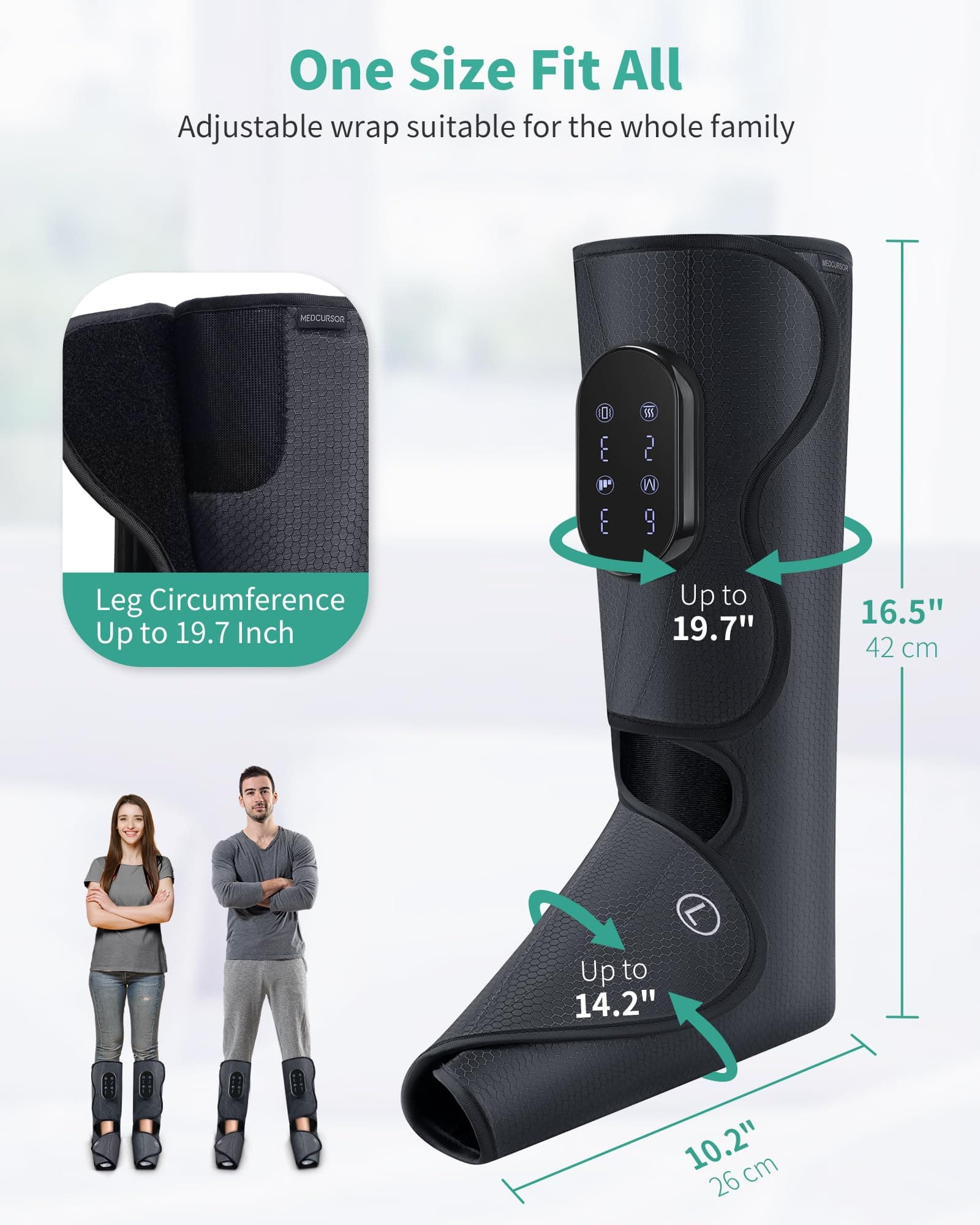 MEDCURSOR Cordless Leg Massager with Heat, Air Compression Leg Massager for Circulation and Pain Relief, Foot and Calf Massager, 3 Air Intensities 3 Heating Levels 4 Vibration Modes