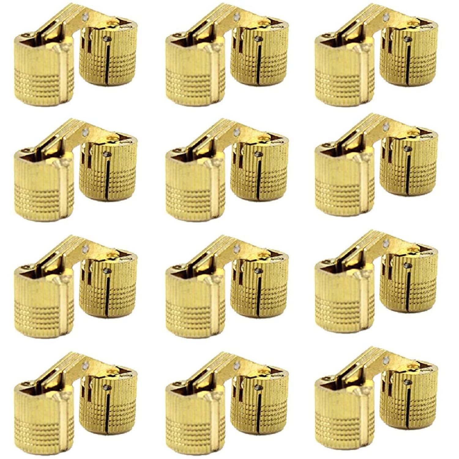 - MIAO JIN 12 Pcs 12mm Brass Barrel Hinges Hidden Invisible Cabinet Furniture Hinges Concealed 180 Degree Opening Angle