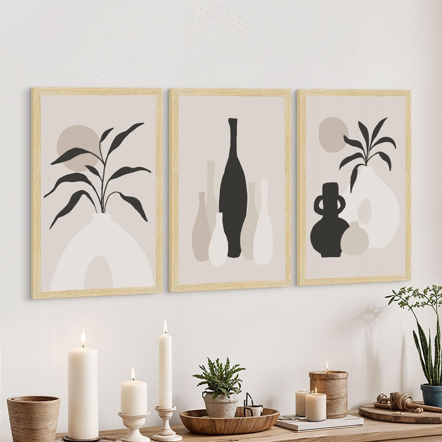 ArtX Paper Flowers Boho Wall Painting For Living Room Decoration Big Size, Framed Painting for Wall Decoration, Wall Decor For Bedroom, Multicolor, 12 x 18 inches, Set Of 3