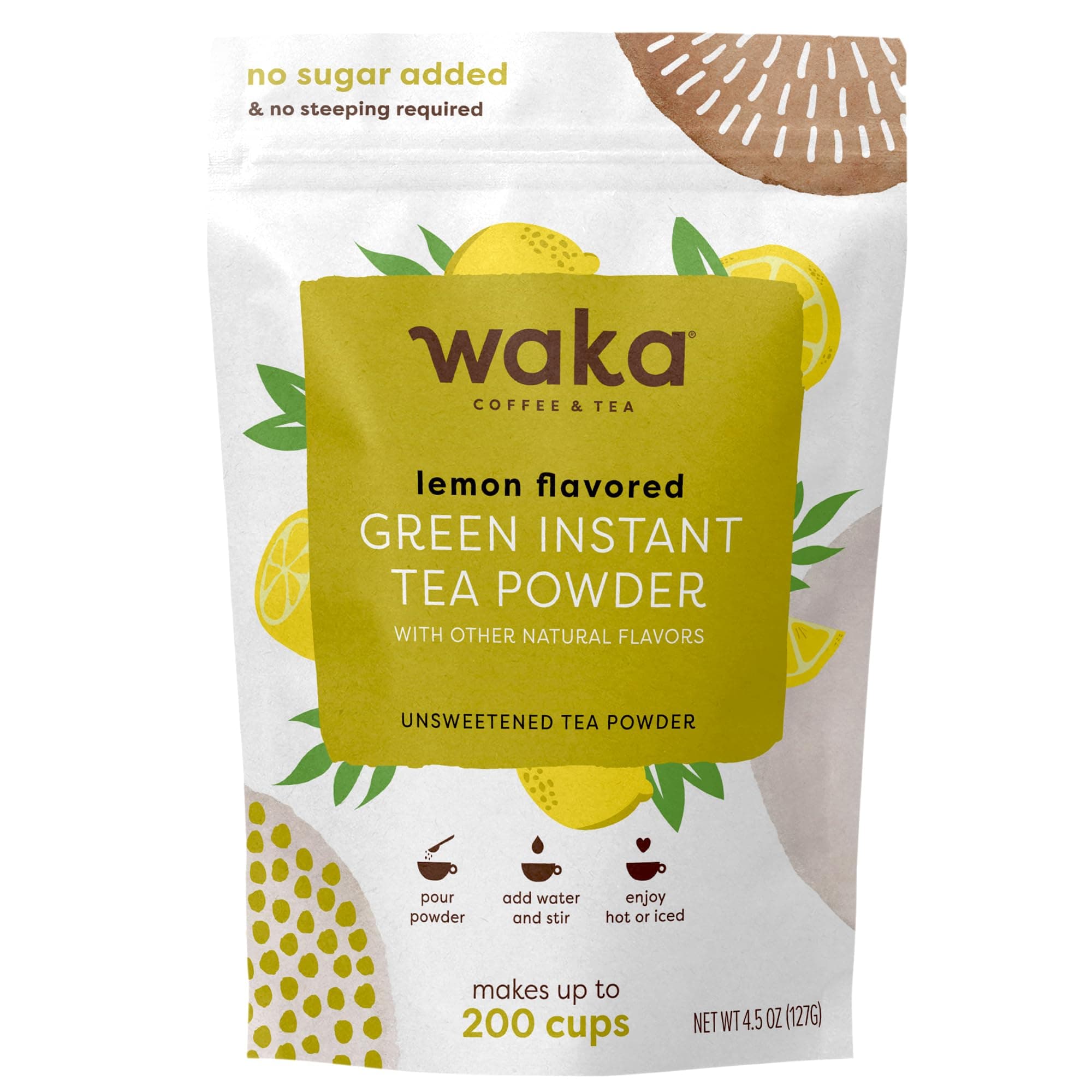 Waka Quality Instant Tea, Unsweetened Lemon Flavored, 200 Servings