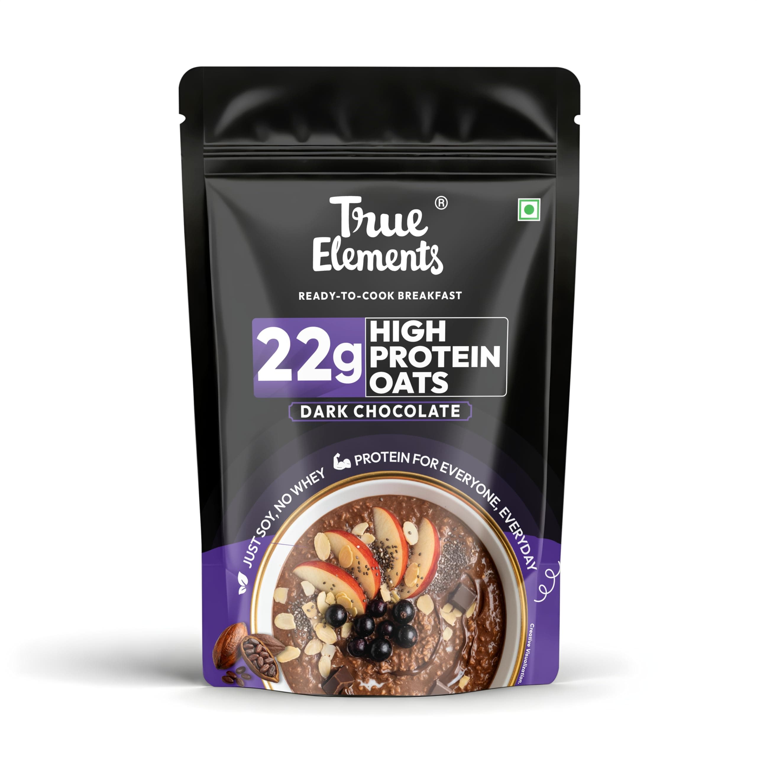 True Elements High Protein Oats 700gm - 22g Clean Protein | Chocolate with Jaggery Powder | Gym Food for Muscle Building | High Protein Rolled Oats, Breakfast Cereal | Fibre Rich Breakfast