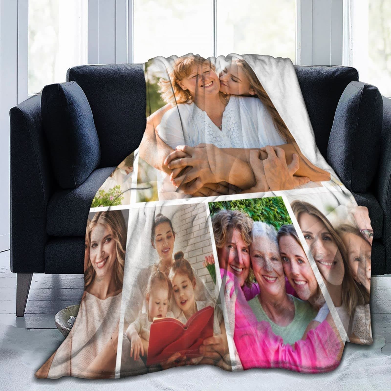 Custom Blanket with Photo Text Personalized Flannel Throw Blanket Customized Picture Blanket for Adult Kid Birthday Christmas Halloween Fathers Mothers Valentines Day Gift 40"X30"