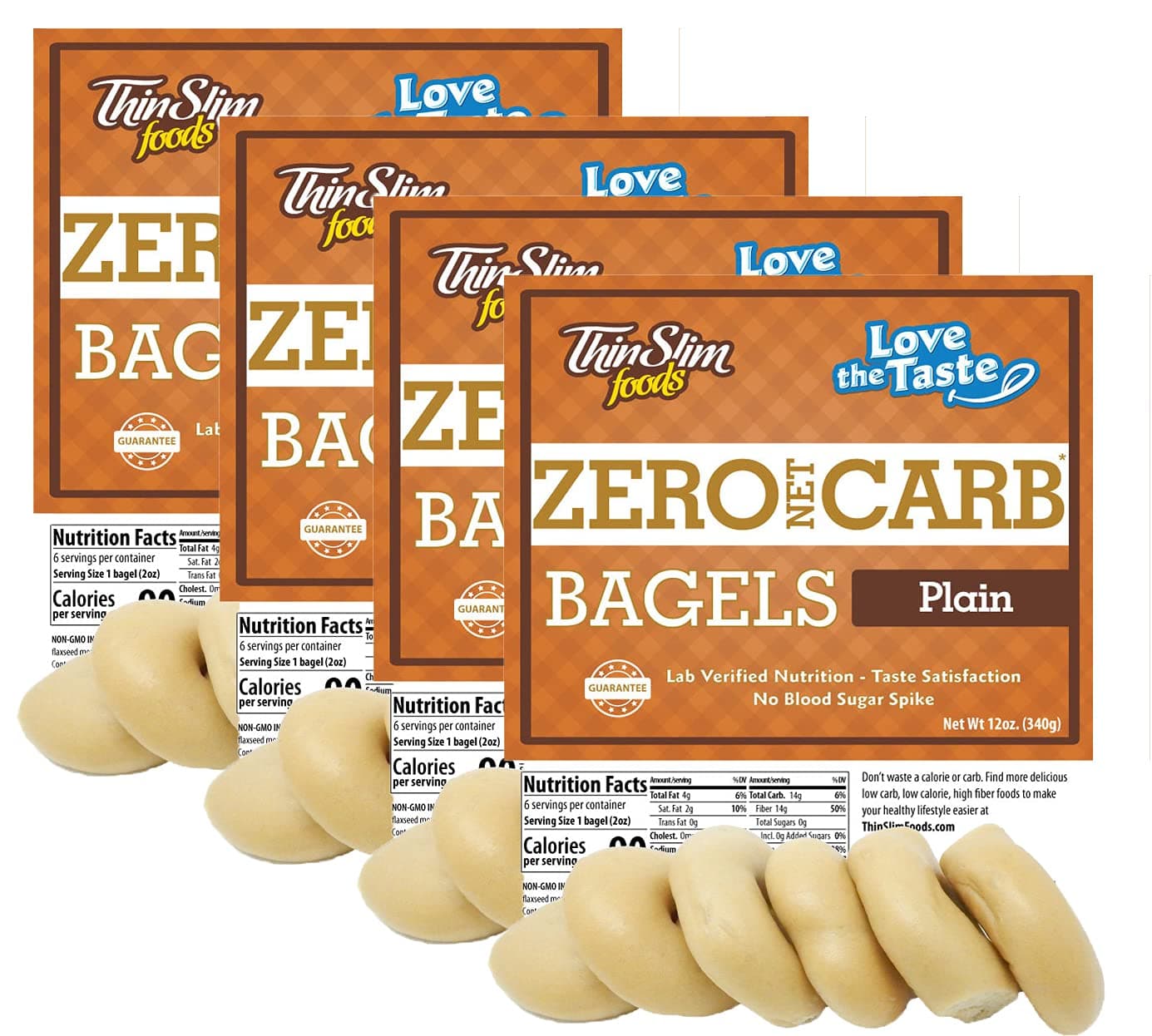 Keto Food Bagels | Keto Bread or Keto Snack Breakfast Alternative | Low Carb Plain, 4 Pack (6 Diet Bagels Per Keto Friendly Food Pack)