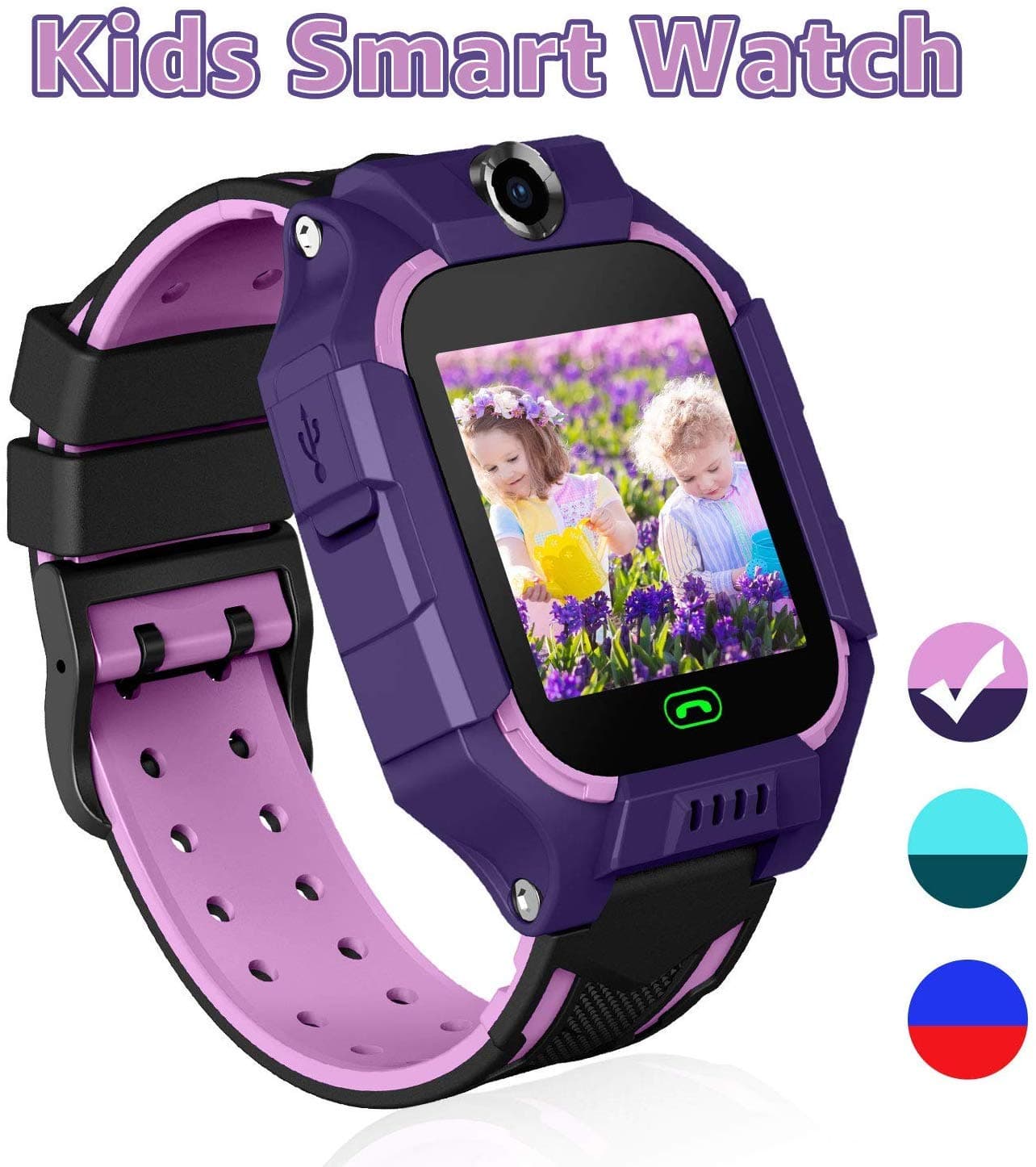 Kids Games Smartwatch Touch Screen Smart Watch Phone 2 Way Call SOS Alarm Clock Games Camera for Boys Girls Age 3-12 Holiday Birthday Toys Gifts (Purple)