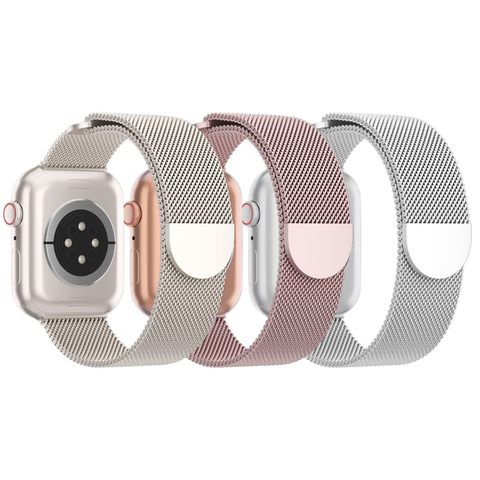 3 Pack Mesh Metal Band Compatible with Apple Watch Band 38mm 40mm 41mm 42mm 44mm 45mm 46mm 49mm, Stainless Steel Magnetic Loop Strap for iWatch Ultra 3 2 1 Series 11/10/9/8/SE/7/6/5/4/3 Men Women