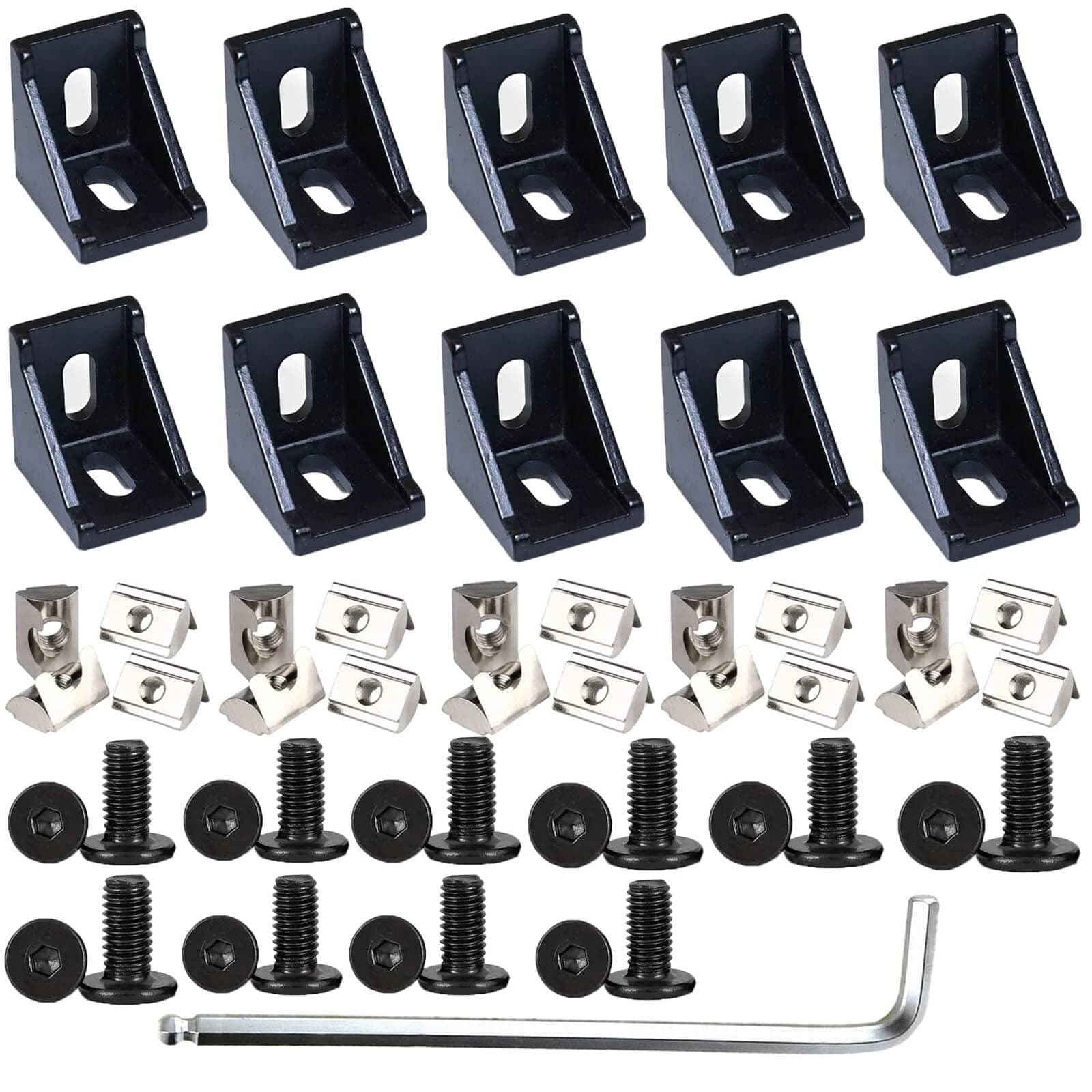 10PCS 4040 Corner Bracket Connector Set for 4040 Aluminum Extrusion Accessories Black