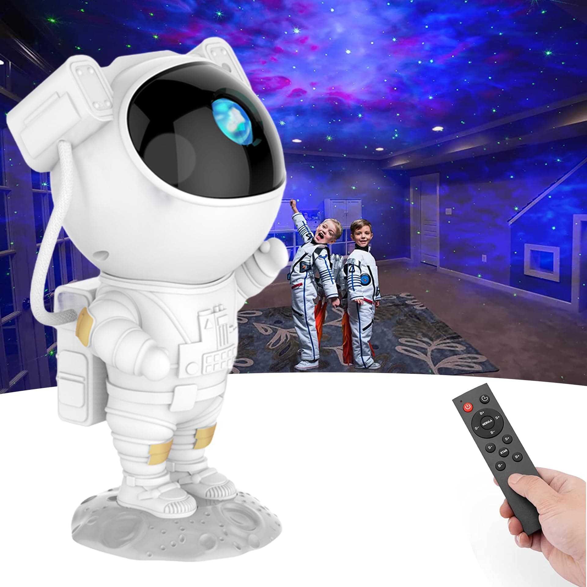 - SFOUR Astronaut Galaxy Projector, Star Projector Night Light with Remote Control & Timer, 360° Rotatable Head, 8 Nebula Effects, Adjustable Brightness for Kids Bedroom, Home Party Decor, Birthday Gift