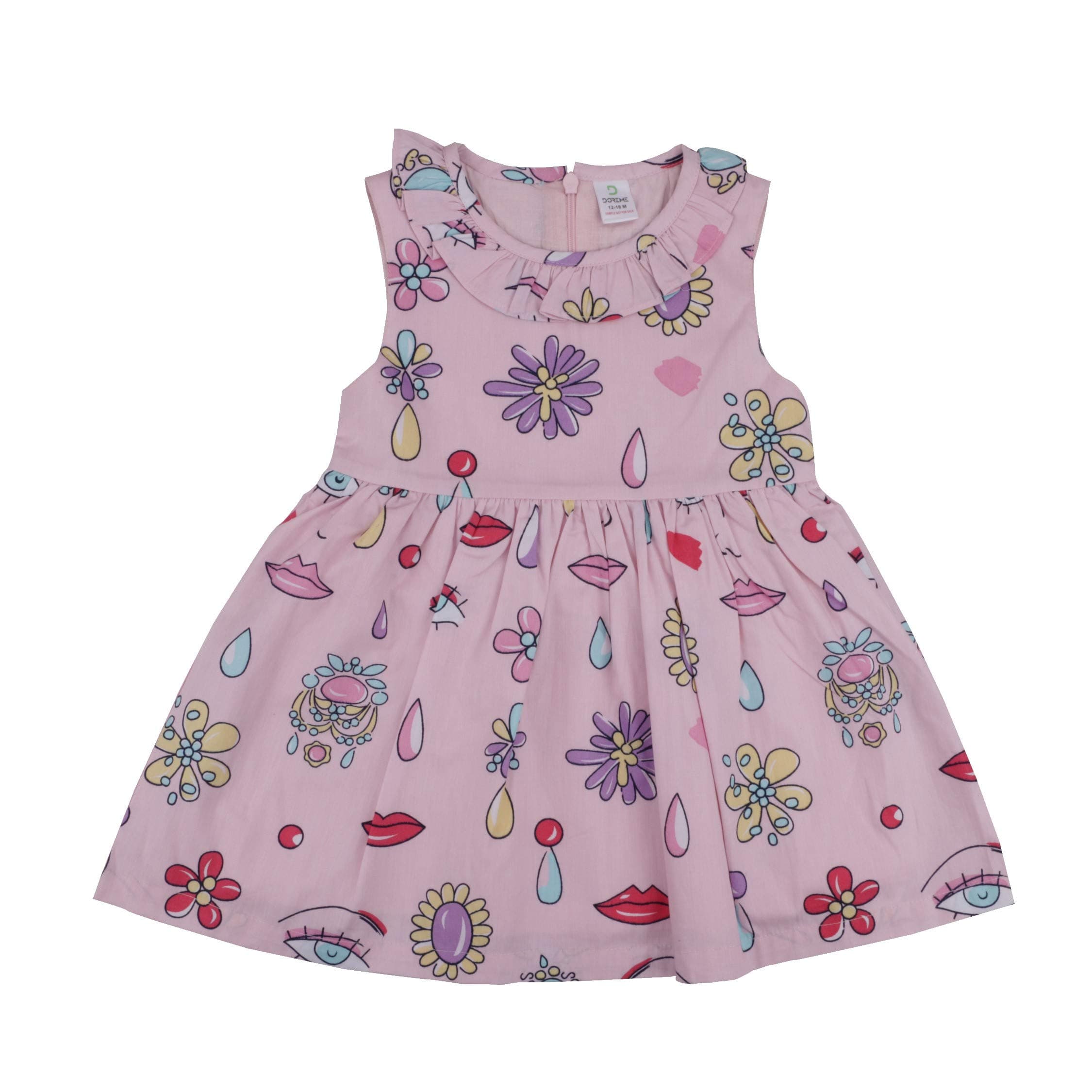 DOREME Sleeveless Cotton Printed Frock for Toddlers | 12 to 36 Months