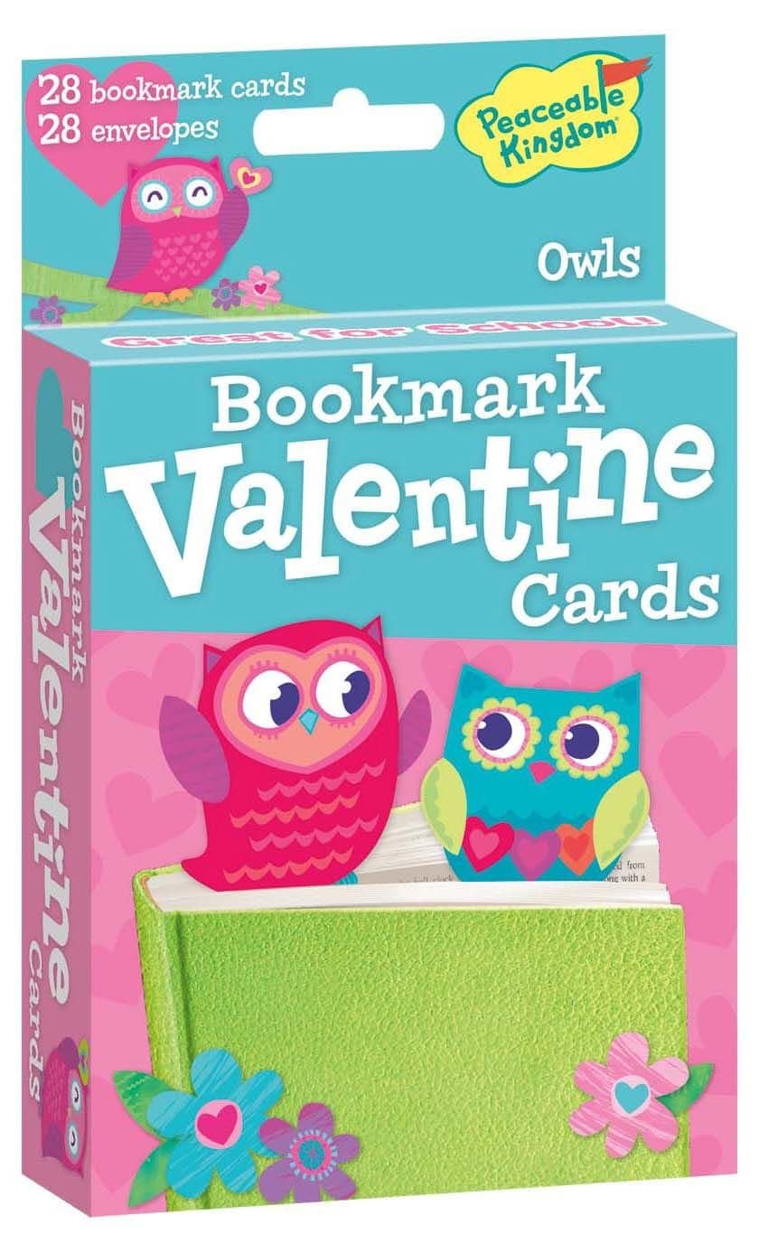 Peaceable Kingdom Owl Bookmark Valentines - 28 Cards and Envelopes