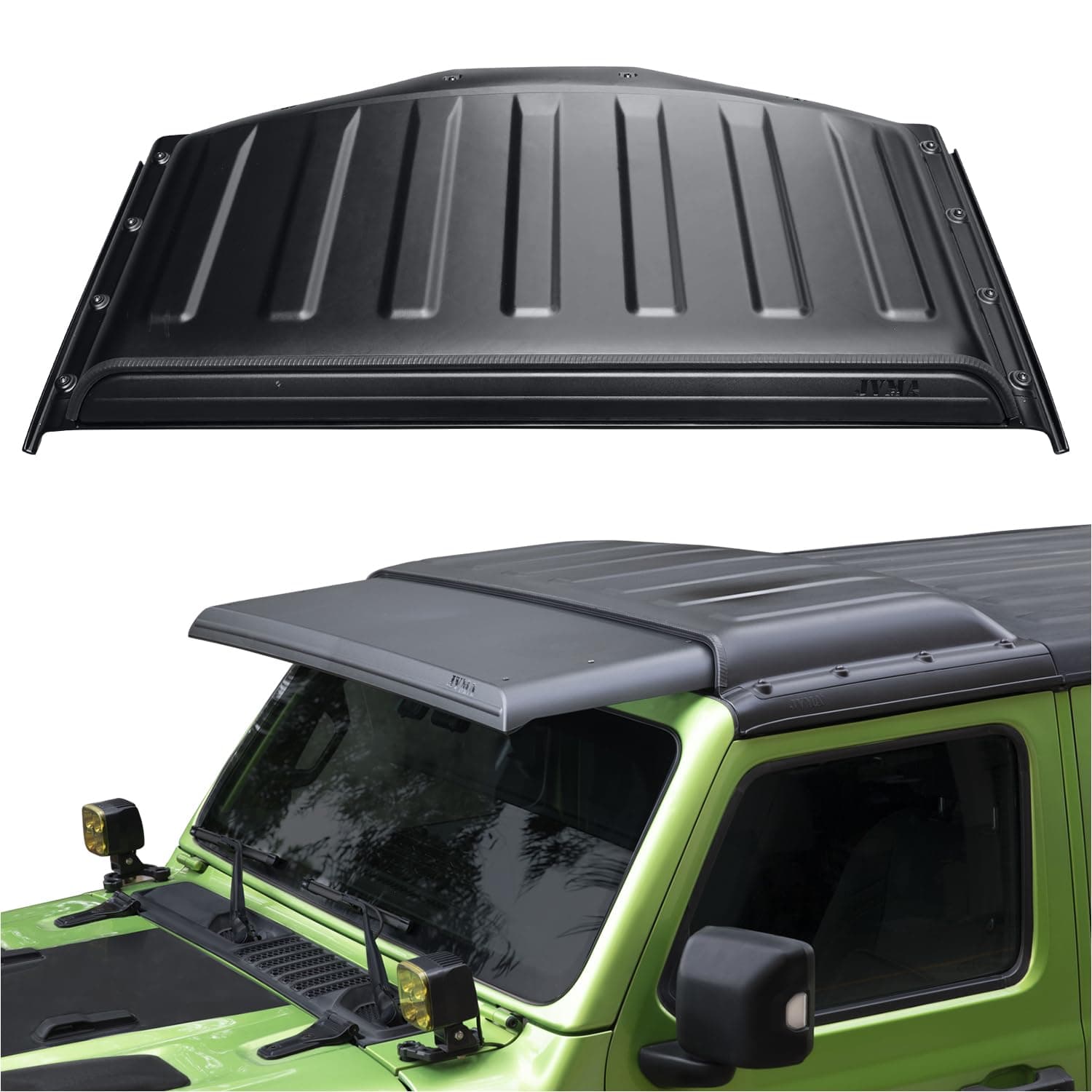 JVMA Auto Sun Visor Sunshade Hard Top for Jeep Wrangler JL 2025 2024 2023 2022-2018 and Gladiator Accessories (US Patent) Black