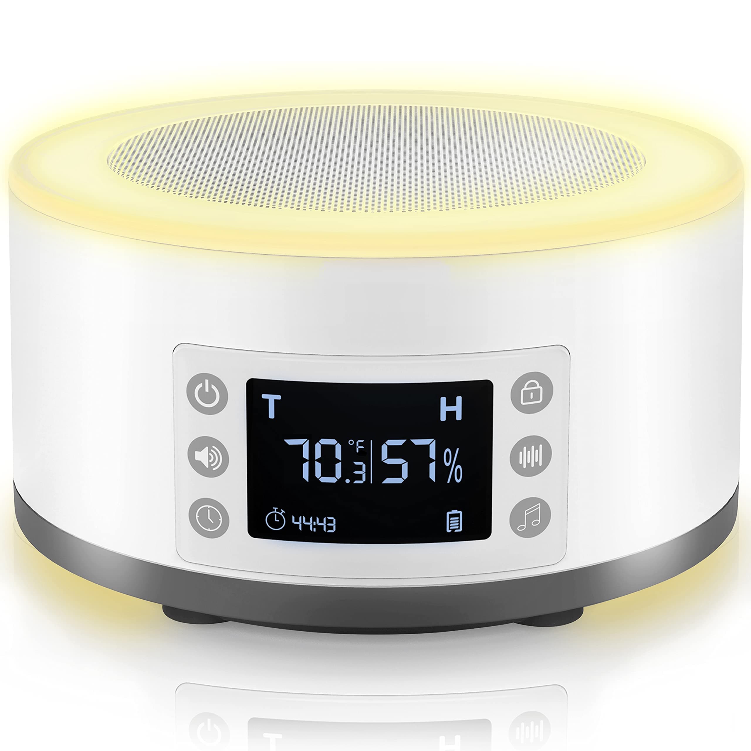JKZ White Noise Machine Adaptive Sound Technologies High Fidelity White Noise Sound Machine with 48 Relaxing Sound and USB C Cable, 4 Gears Ambient Nightlight, Continuous or Timer, Sleep Timer