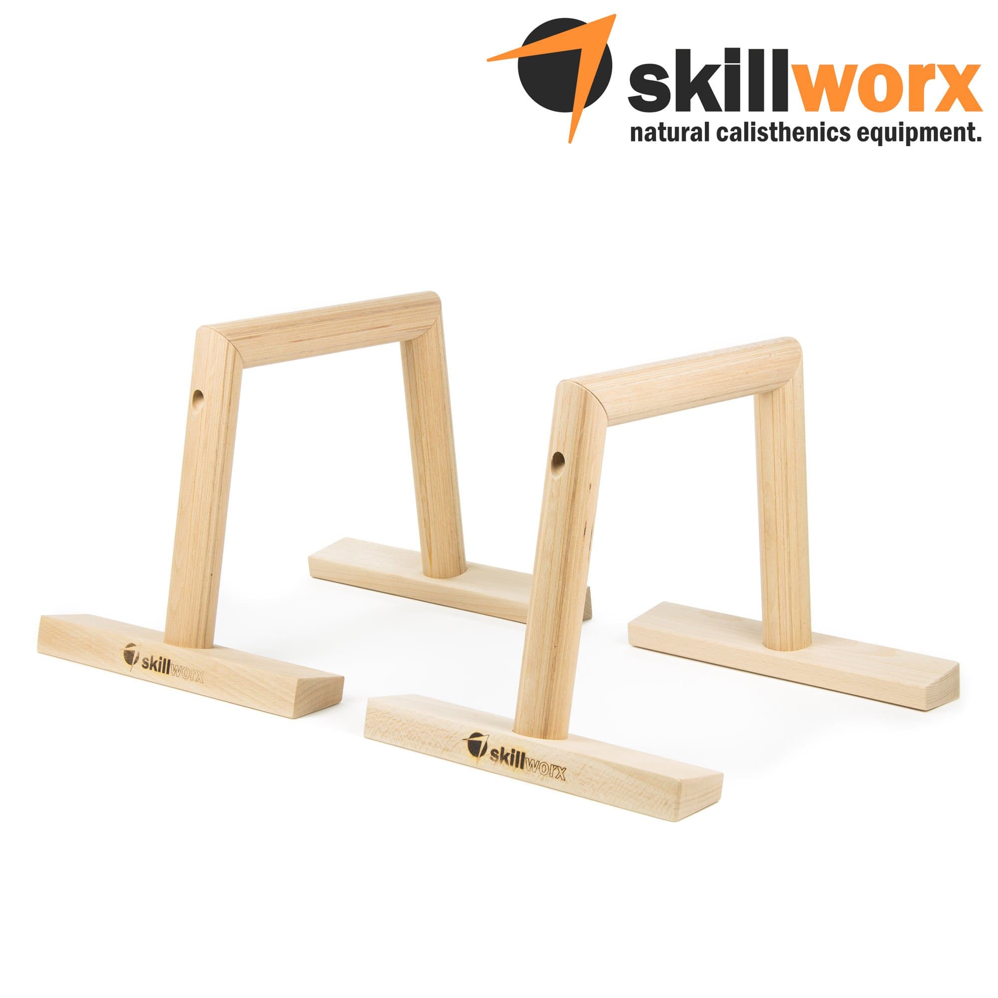 skillworx Parallettes - Parallette bars made of FSC beech wood for calisthenics and gymnastics training (30 or 55 cm hold length | 15 or 30 cm hold height | untreated or lacquered)