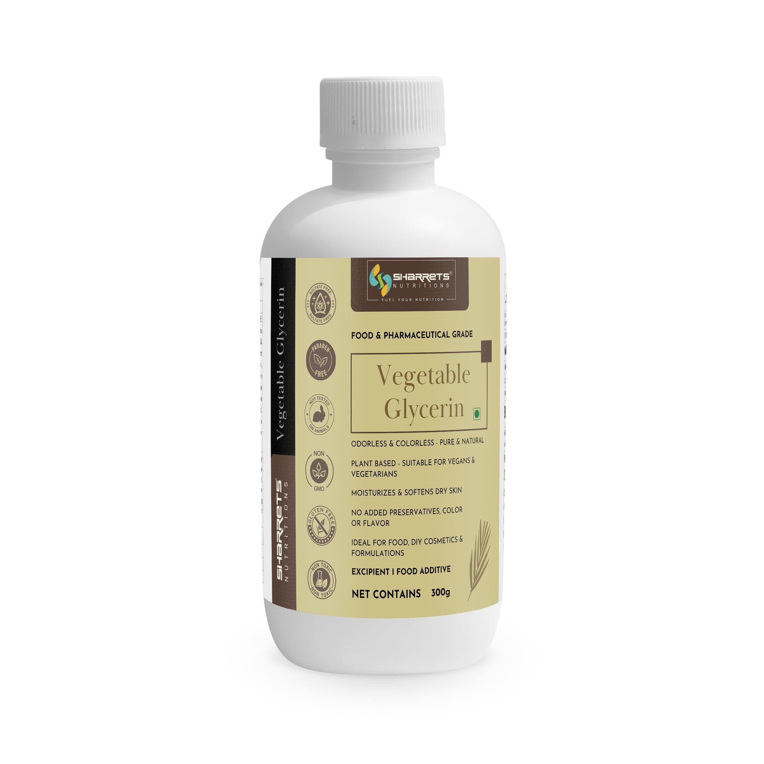 Sharrets Vegetable Glycerin 300g I Glycerine Pure USP Food grade for Baking Cakes Fondants Icing Skin Hair Face DIY Crafts Soap base