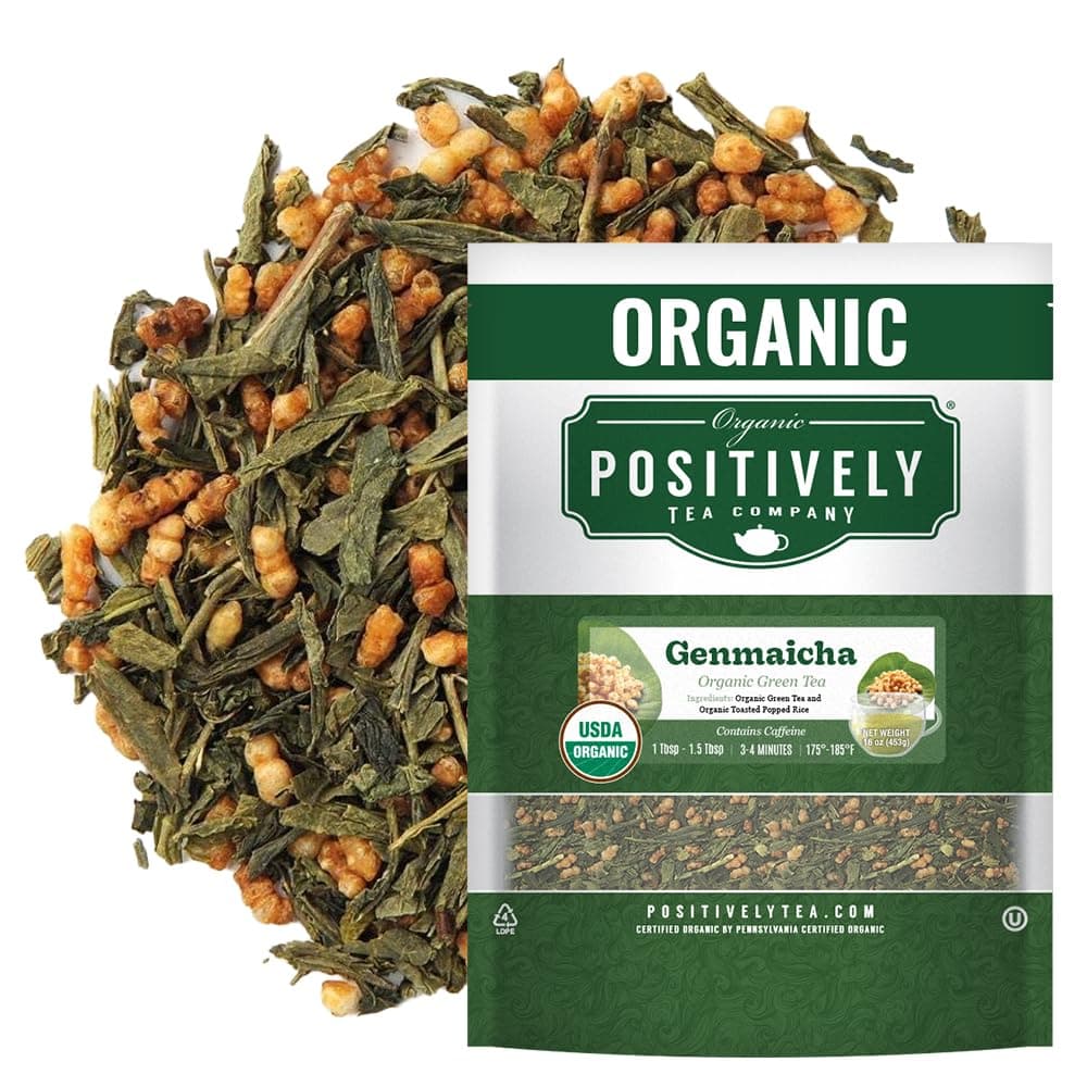 Organic Positively Tea Company, Genmaicha, Green Tea, Loose Leaf, 16 Ounce