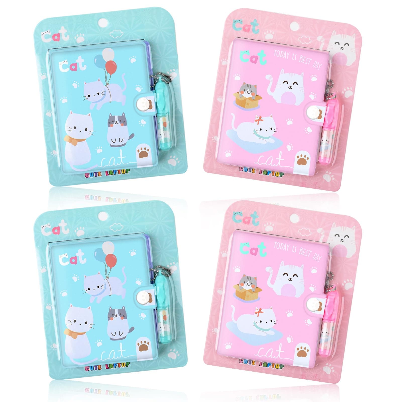 JieyueJewelry 4 Pcs Small Notebook with Pen, Cute Notebooks for Girls, Mini Notebook with Pen Girls Mini Notebooks for Kids Suitable for Children's Back-To-School Gifts,Travel Notebooks,Birthday Gifts