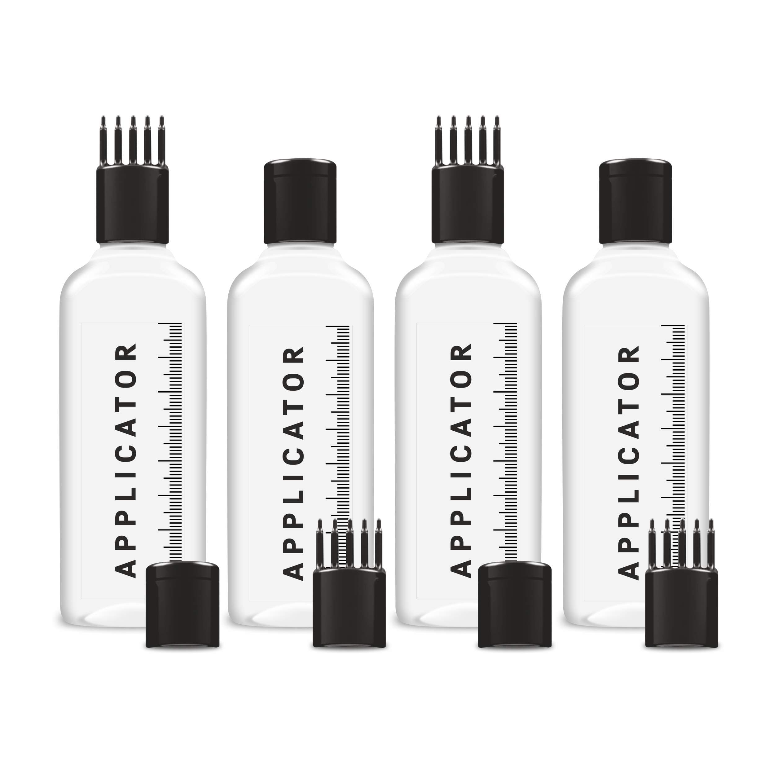 Chariot New York Hair Root Applicator Bottle with Comb Cap for Applying Hair Oil, Shampoo and Medicine (Pack of 4)